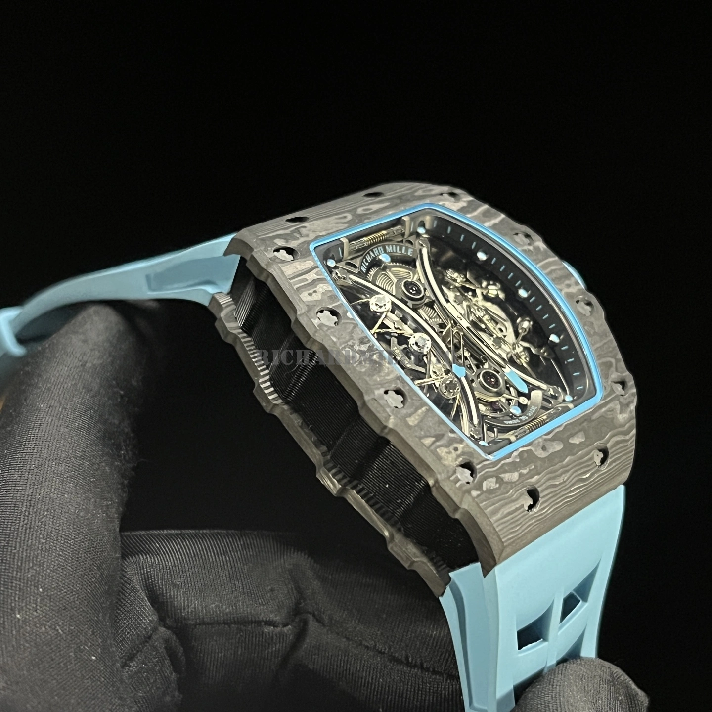 Richard Mille RM 53-01 Tourbillon Pablo Mac Donough Super Clone - Carbon TPT Blue Men's Watch - Left Side
