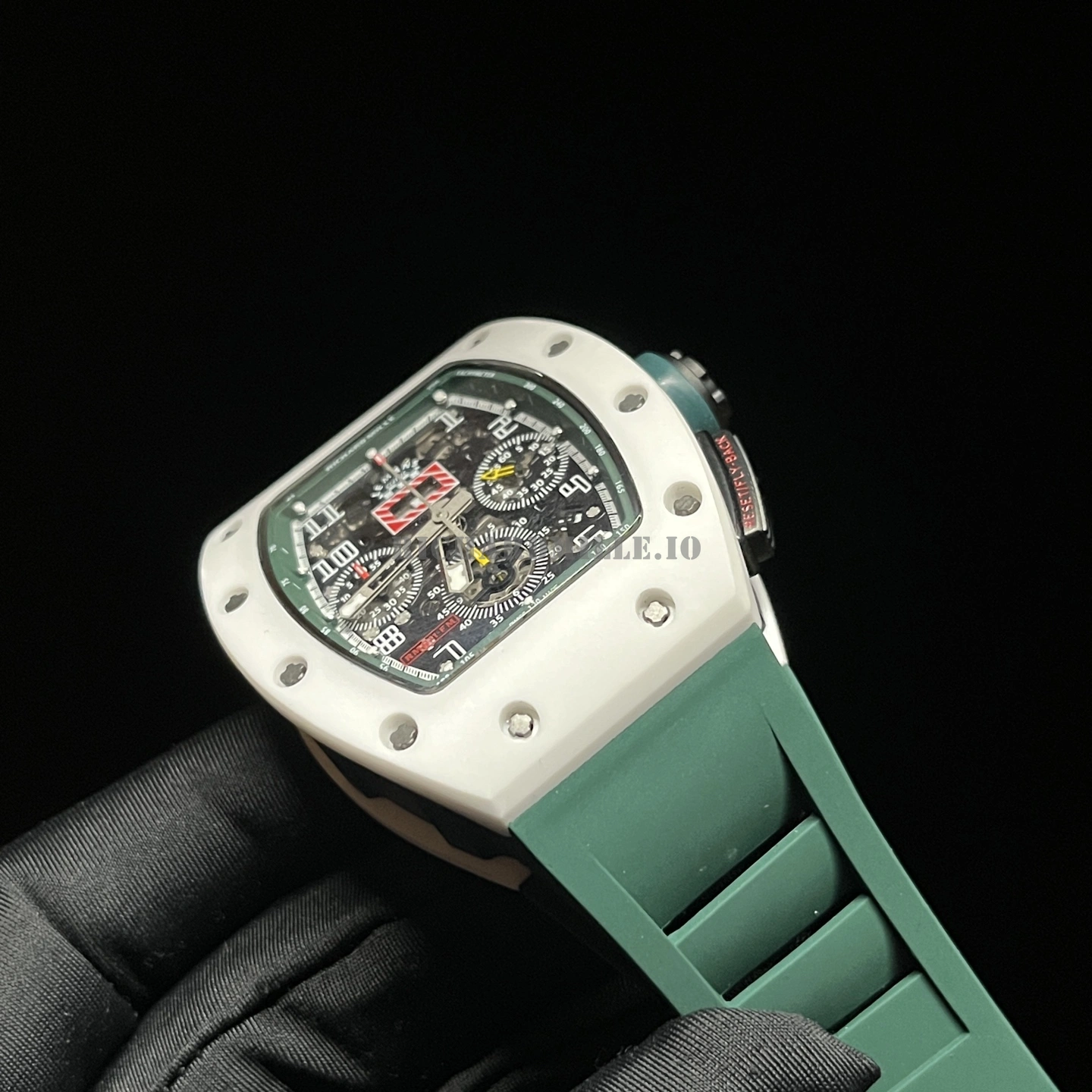 Richard Mille RM 11-02 Le Mans Classic Replica Watch - White Ceramic Green Rubber - Dial Detail 4