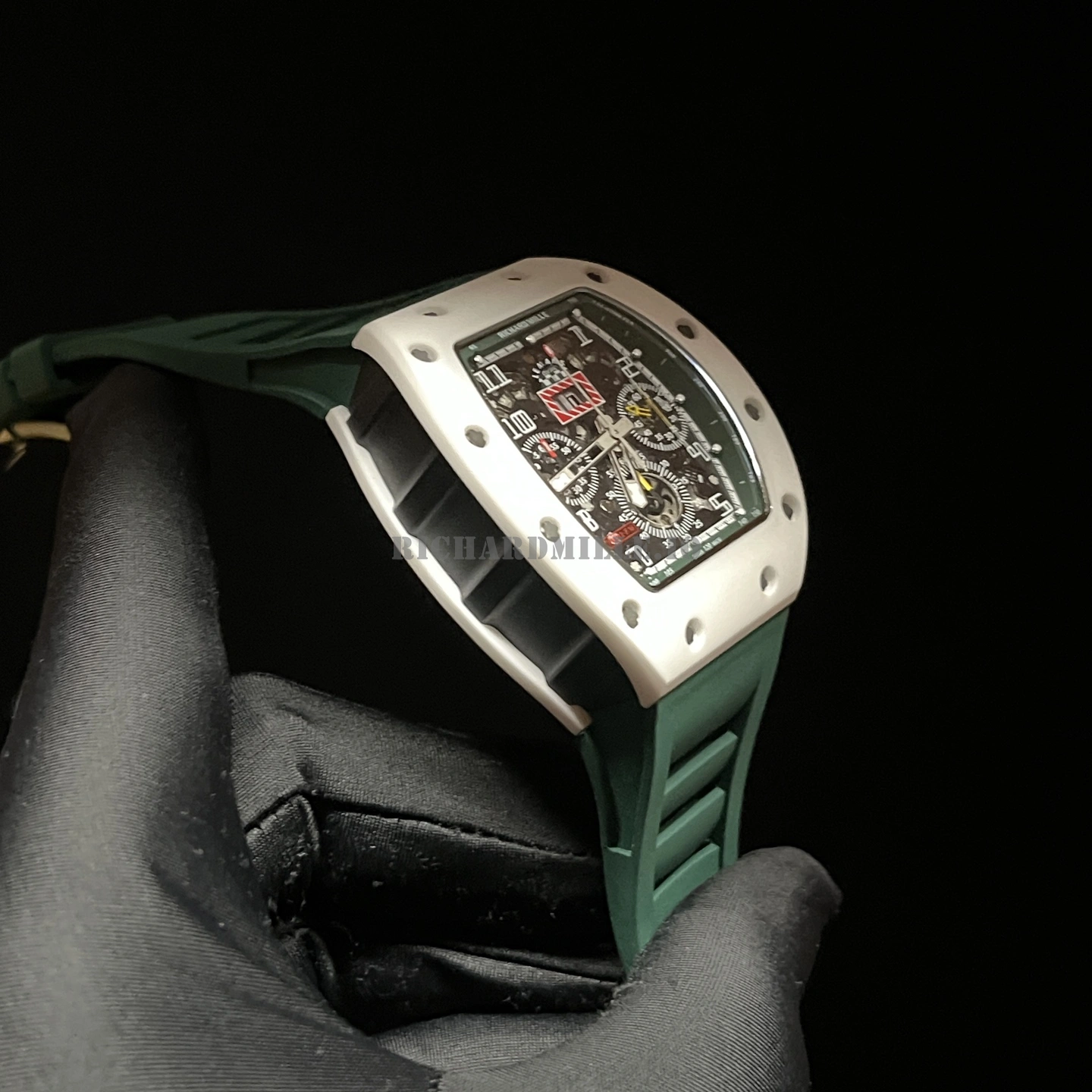 Richard Mille RM 11-02 Le Mans Classic Replica Watch - White Ceramic Green Rubber - Left Side
