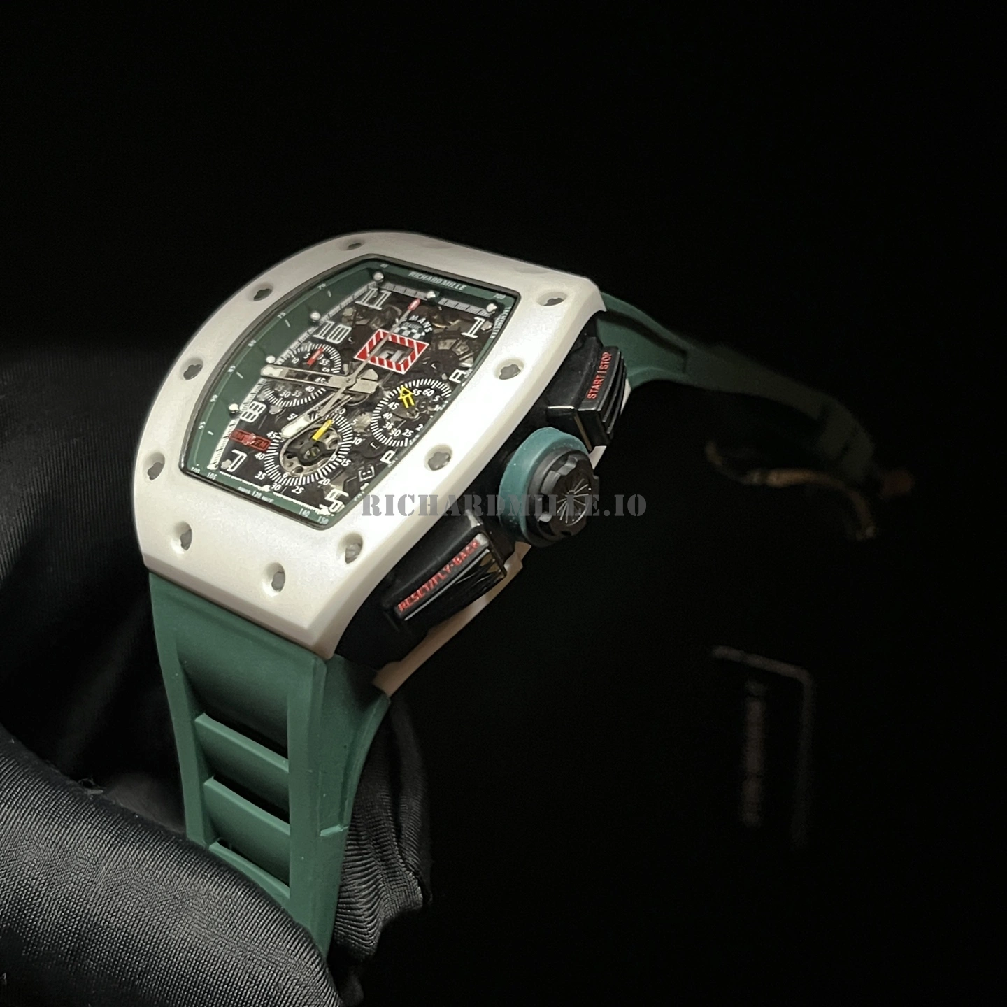 Richard Mille RM 11-02 Le Mans Classic Replica Watch - White Ceramic Green Rubber - Right Side
