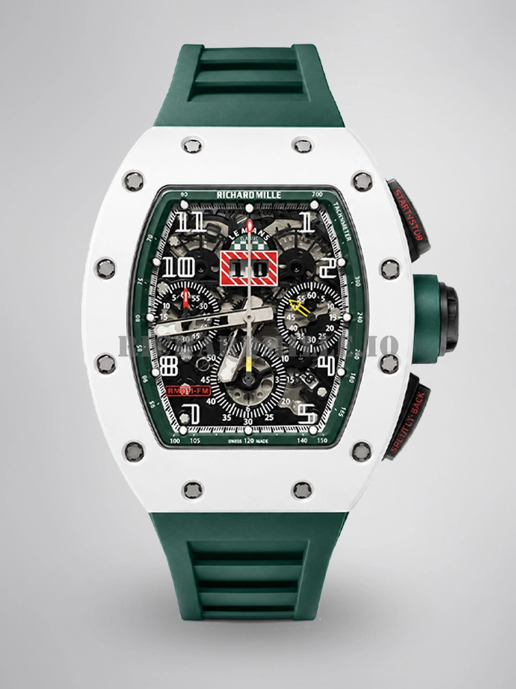 Richard Mille RM 11-02 Le Mans Classic Replica Watch - White Ceramic Green Rubber - Main Image
