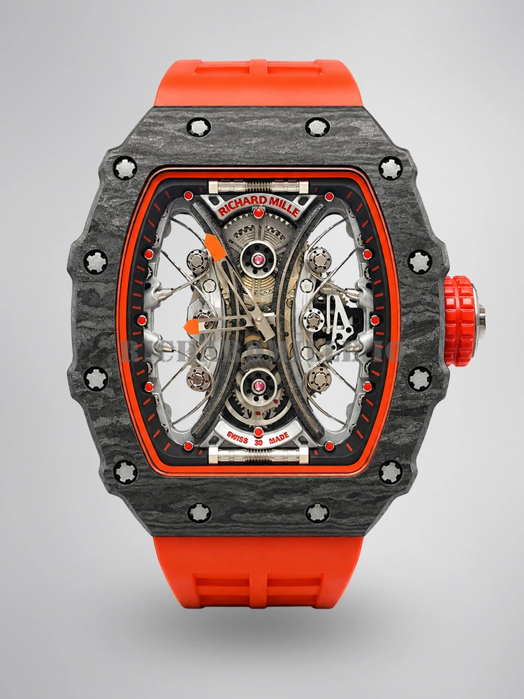 Richard Mille RM 53-01 TPT Carbon Tourbillon Skeleton Red Rubber Strap AAAAA Replica Watch - Main Image