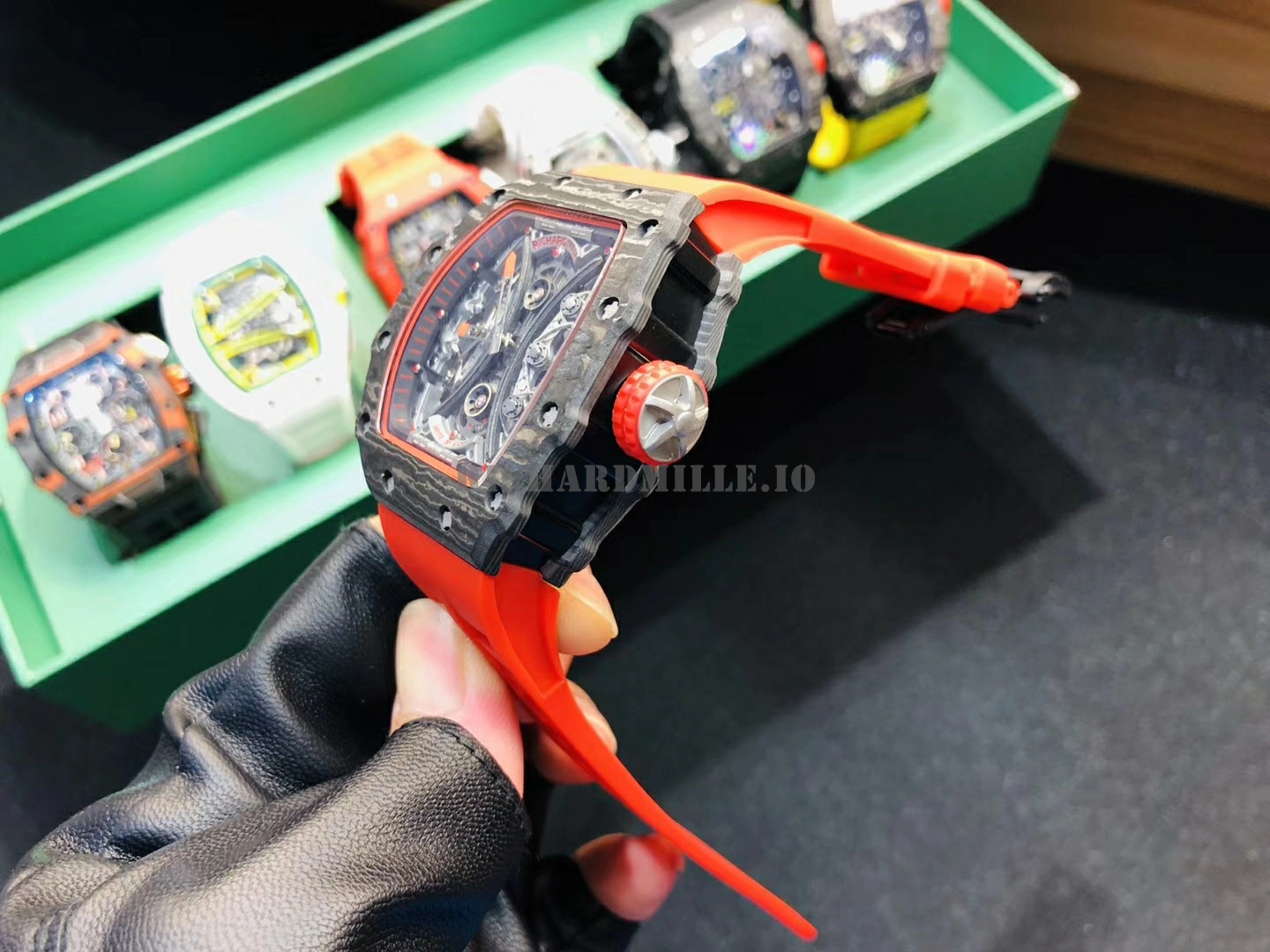 Richard Mille RM 53-01 TPT Carbon Tourbillon Skeleton Red Rubber Strap AAAAA Replica Watch - Right Side