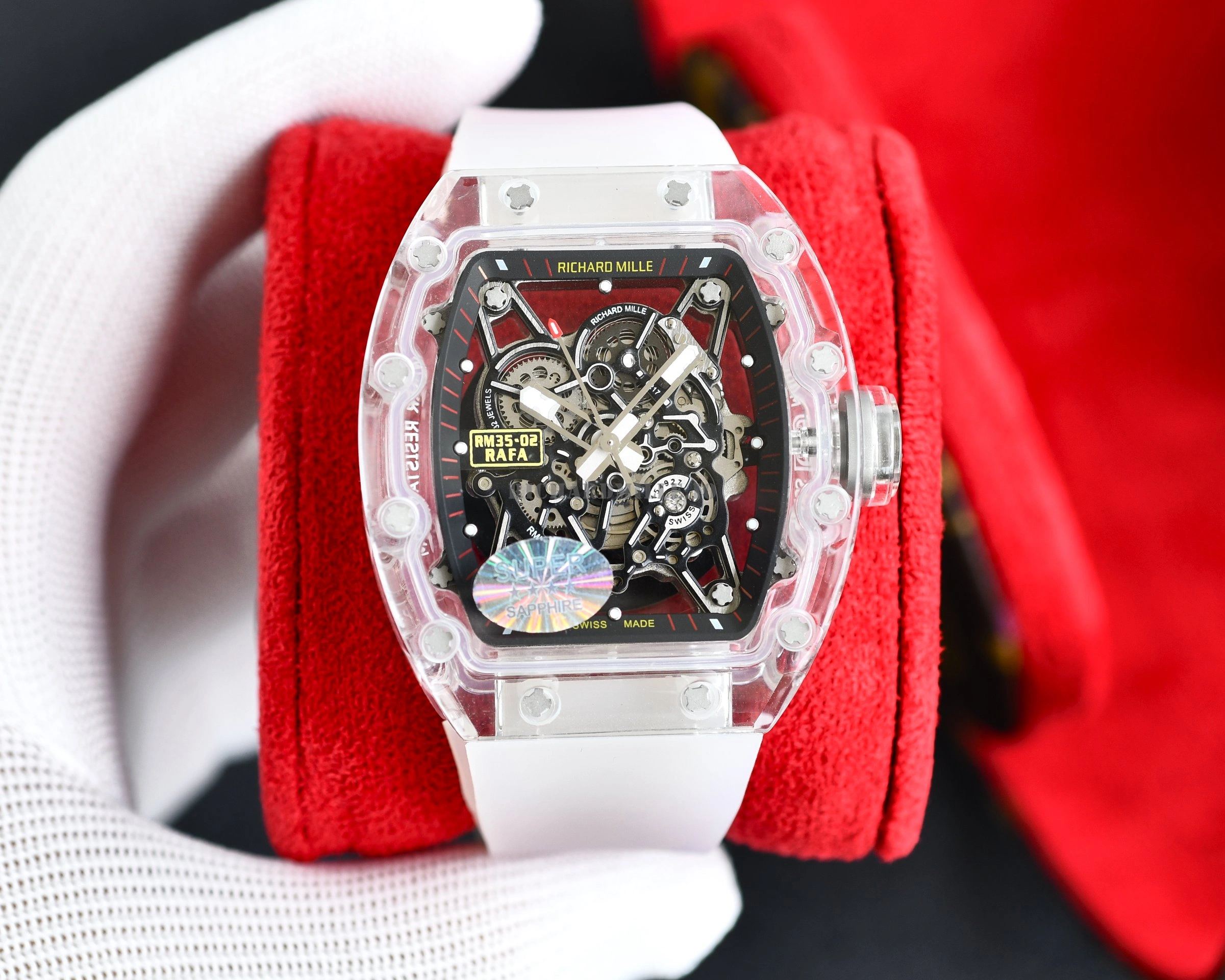 AAAAA Replica Richard Mille RM 35-02 Rafael Nadal Transparent Case Automatic Movement - Dial Detail 1