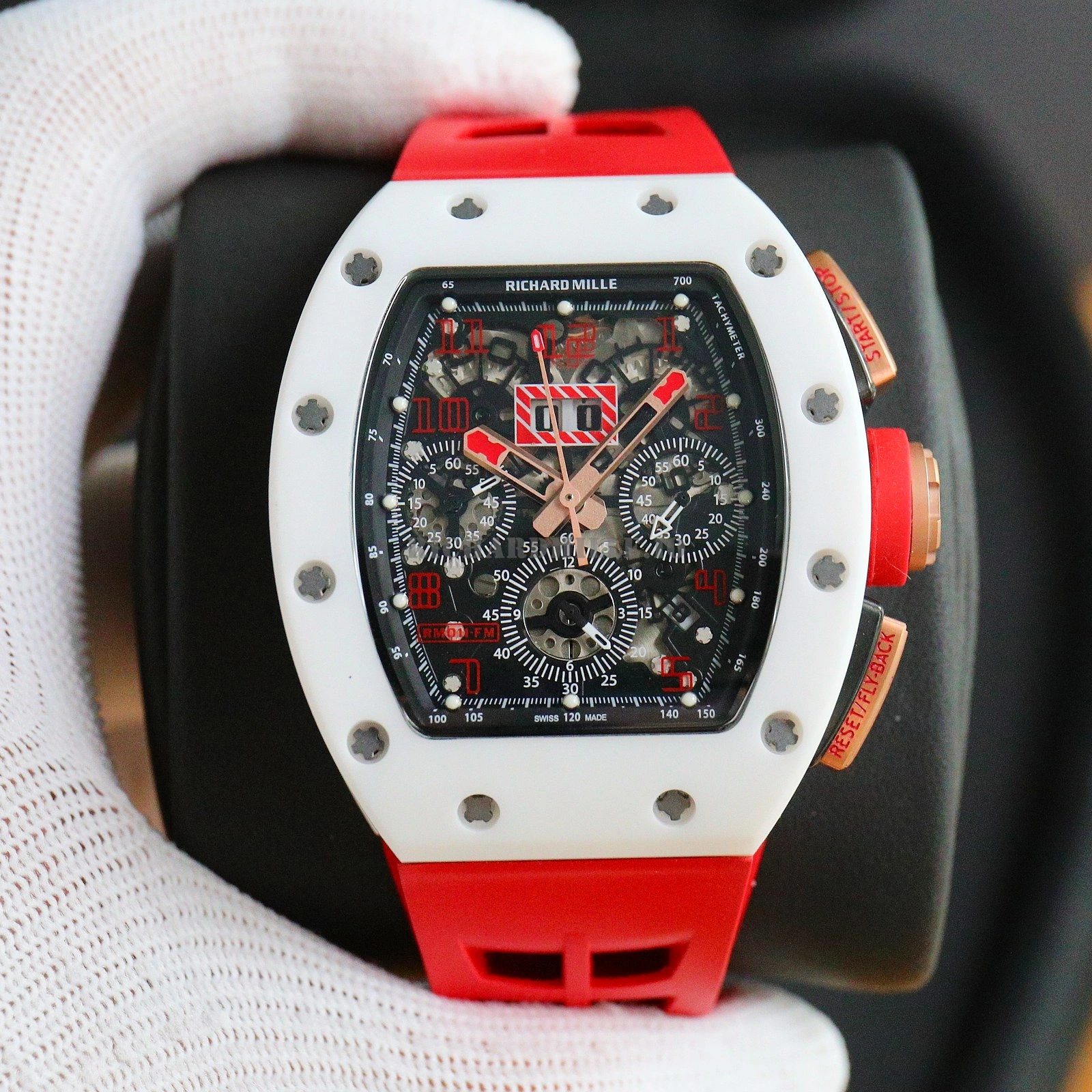 Richard Mille RM011 FM White Demon Flyback Chronograph White Ceramic Case AAAAA Replica Watch - Dial Detail 1