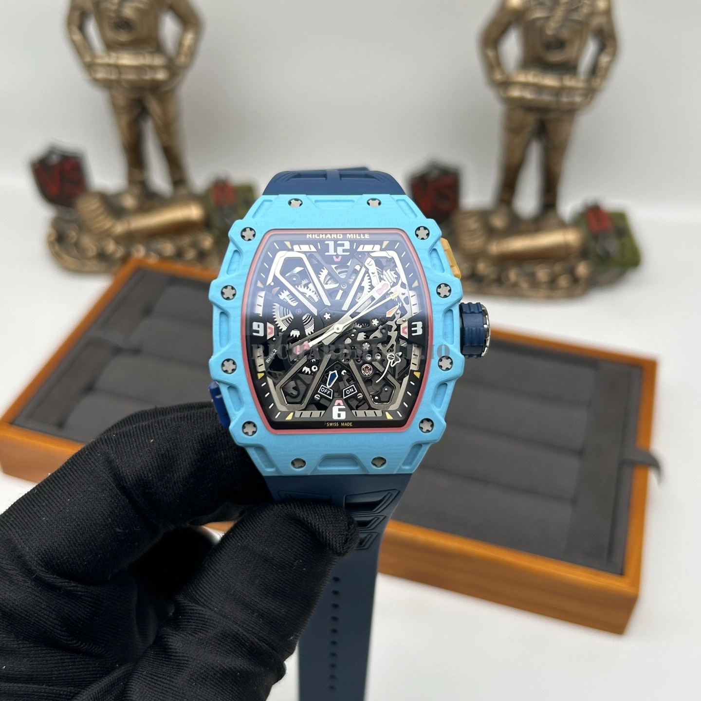 Richard Mille RM 35-03 Rafael Nadal Tiffany Blue Quartz Carbon NTPT Super Clone - Front View