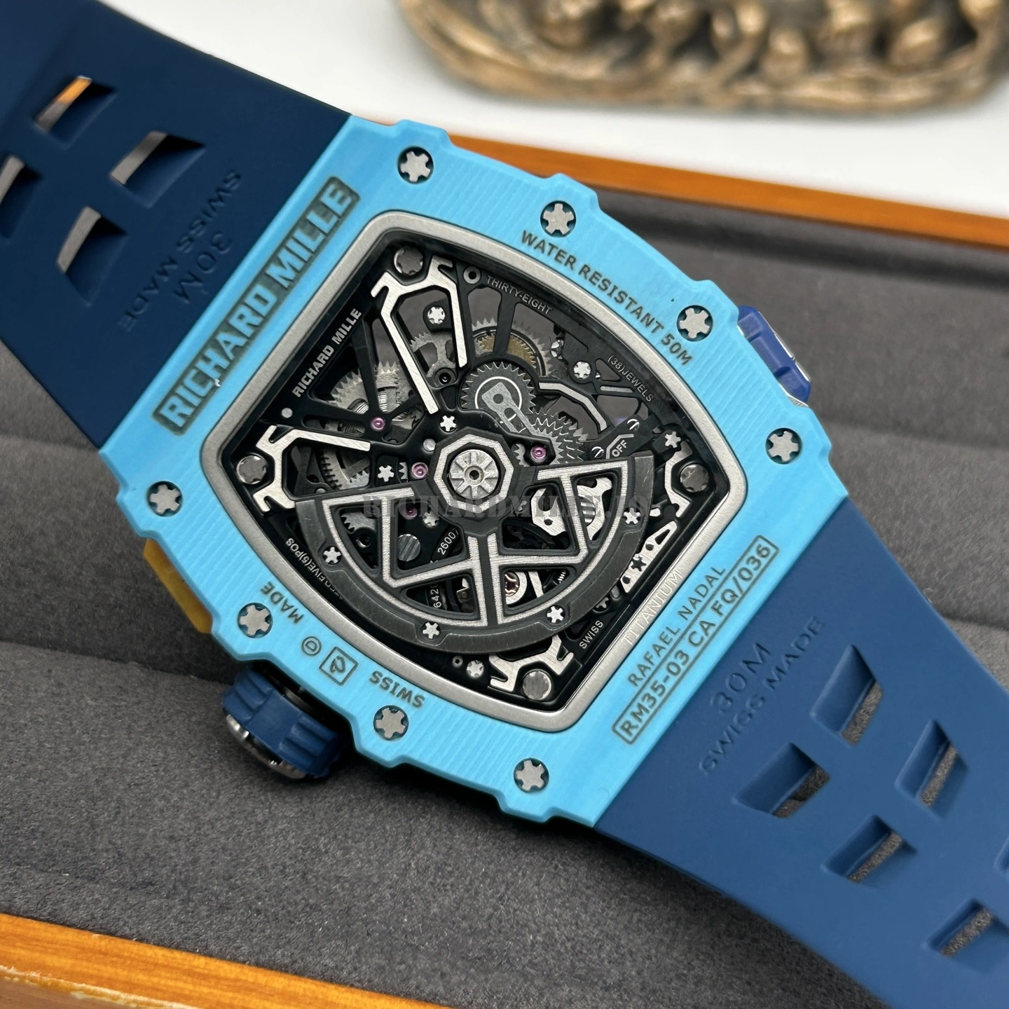 Richard Mille RM 35-03 Rafael Nadal Tiffany Blue Quartz Carbon NTPT Super Clone - Back View
