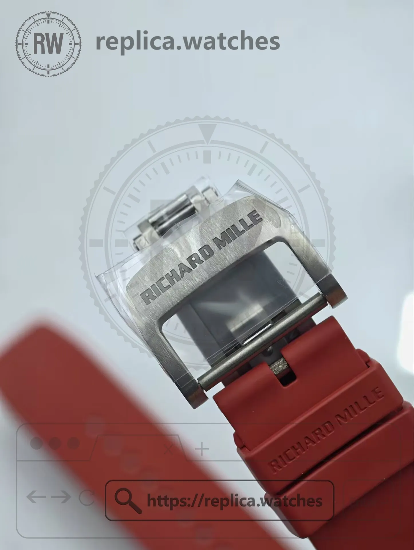 Richard Mille RM 055 Bubba Watson Dark Legend NTPT Carbon Fiber Red Strap Replica Watch - Buckle