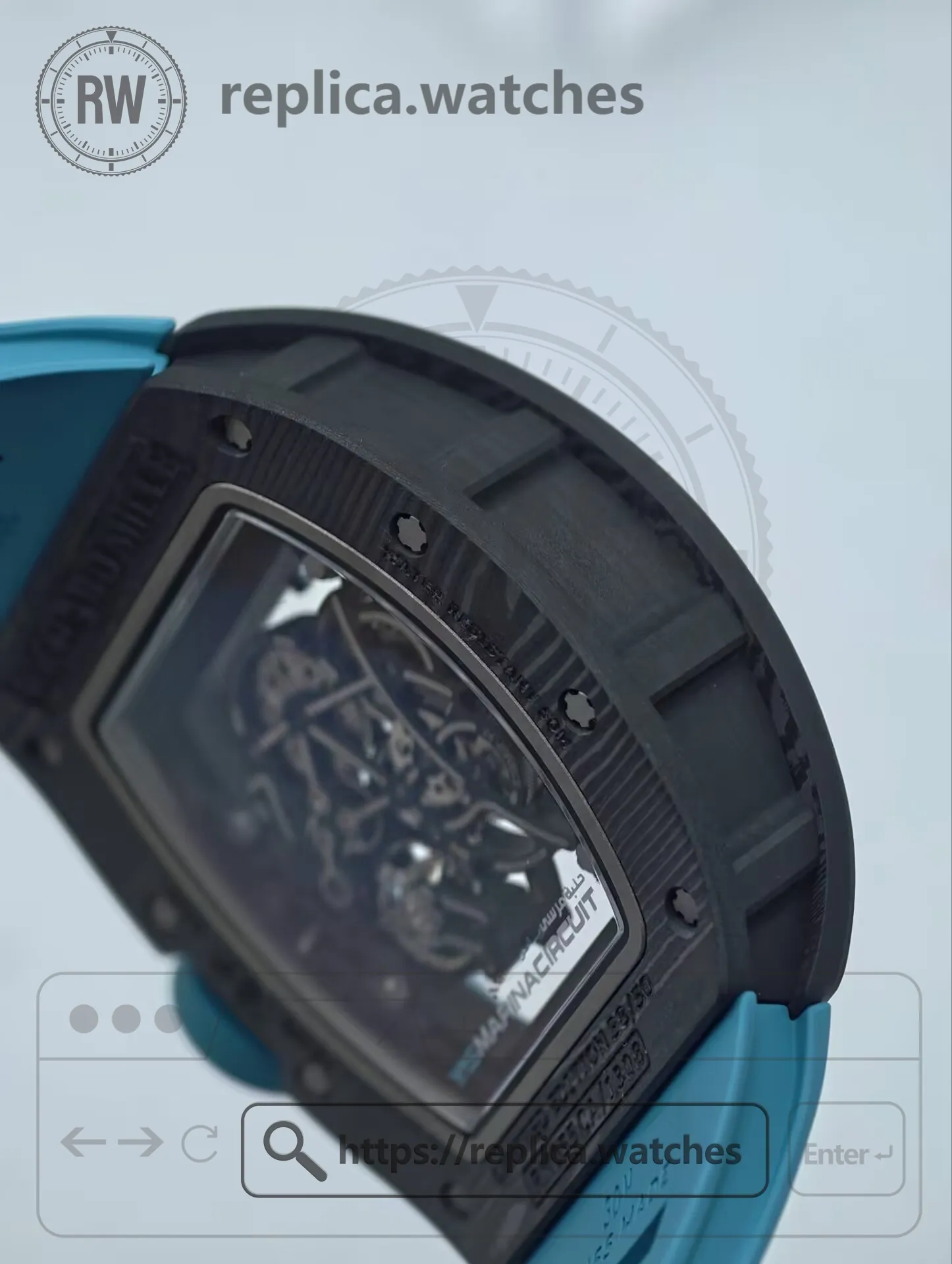 Richard Mille RM 055 Yas Marina Circuit Carbon Tiffany Blue NTPT Replica Watch - Side View 1