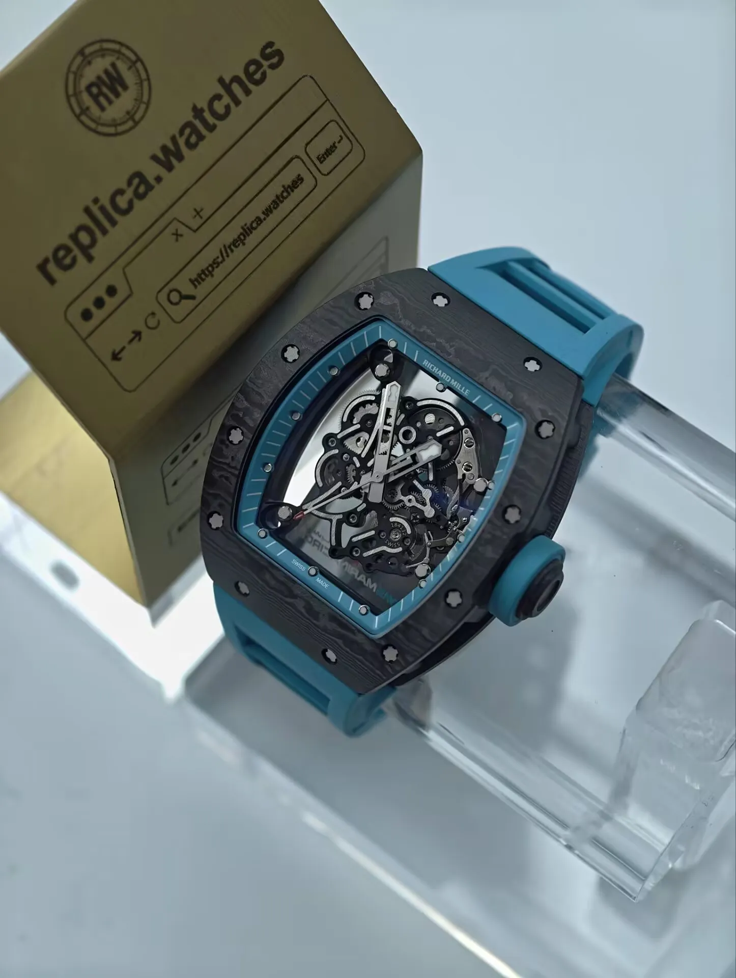 Richard Mille RM 055 Yas Marina Circuit Carbon Tiffany Blue NTPT Replica Watch - Main Image
