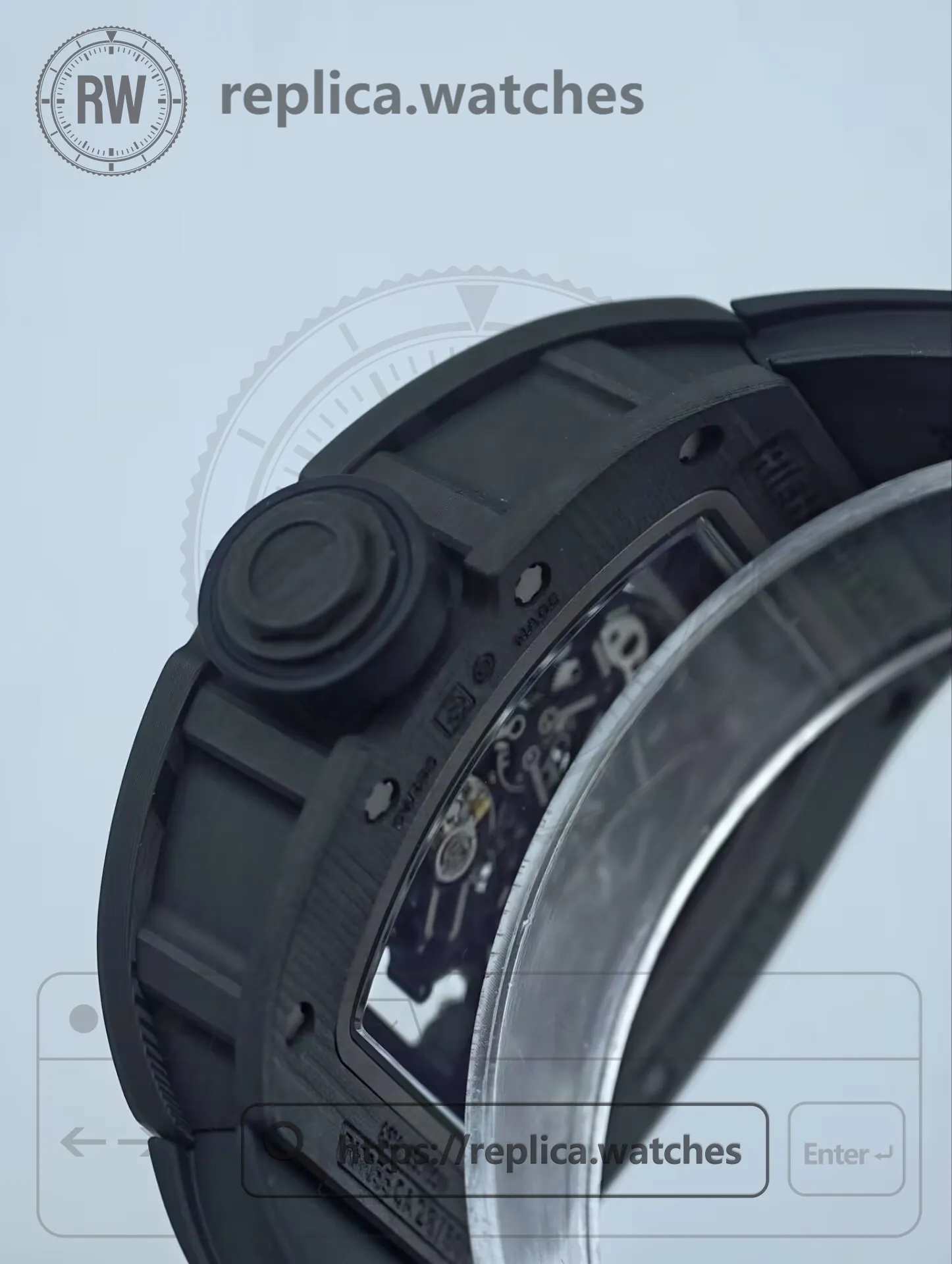 Richard Mille RM 055 Bubba Watson NTPT Carbon Rose Gold Skeleton Dial Replica Watch - Side View 1