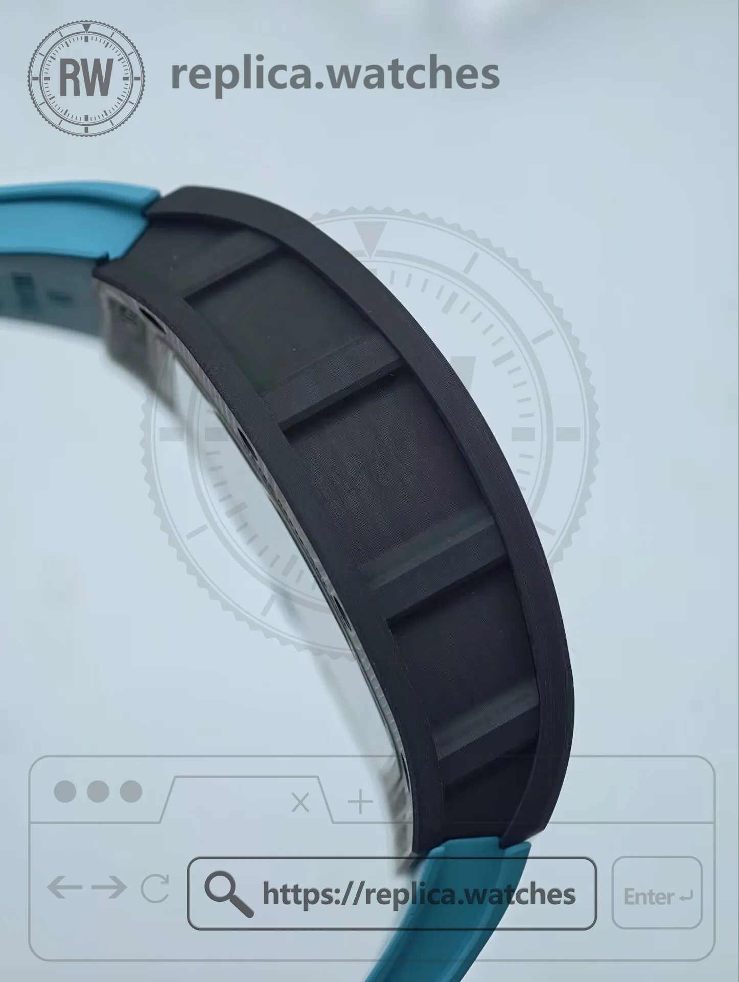 Richard Mille RM 055 Yas Marina Circuit Carbon Tiffany Blue NTPT Replica Watch - Left Side