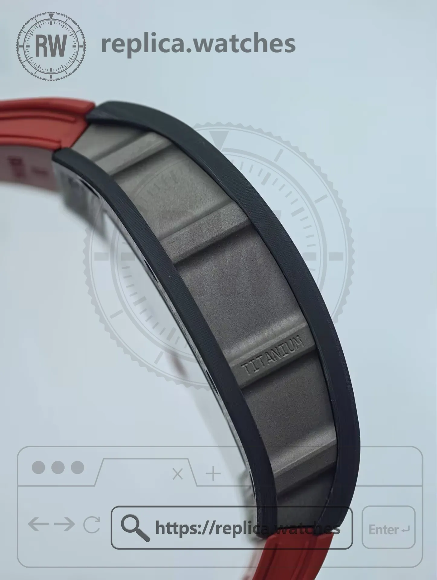 Richard Mille RM 055 Bubba Watson Dark Legend NTPT Carbon Fiber Red Strap Replica Watch - Left Side