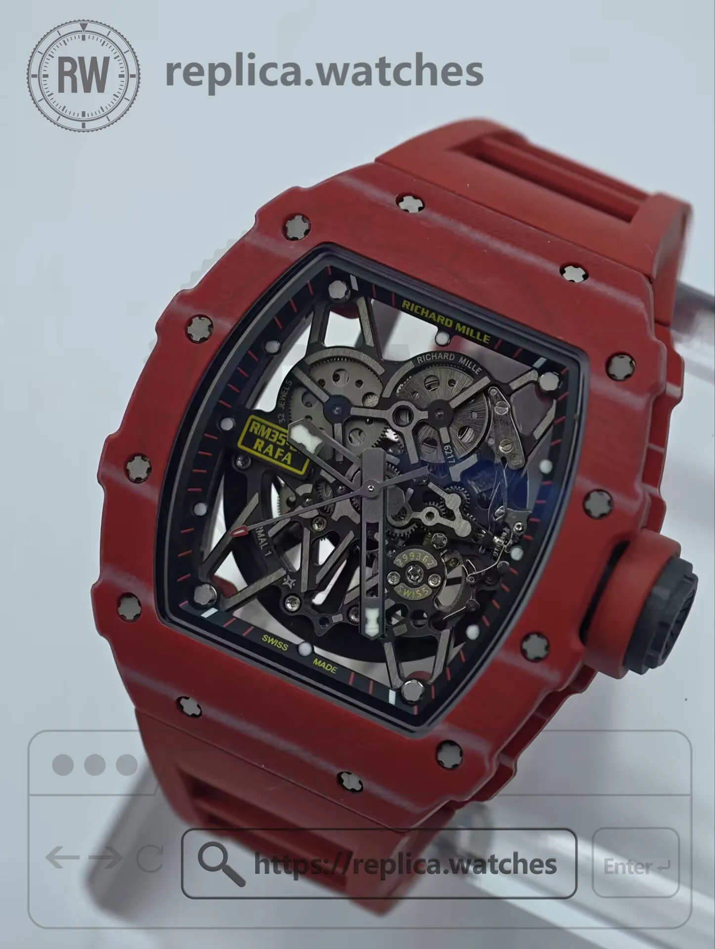 Richard Mille RM 35-02 Nadal Automatic Red Quartz NTPT Carbon Fiber Super Clone Watch - Dial Detail 2