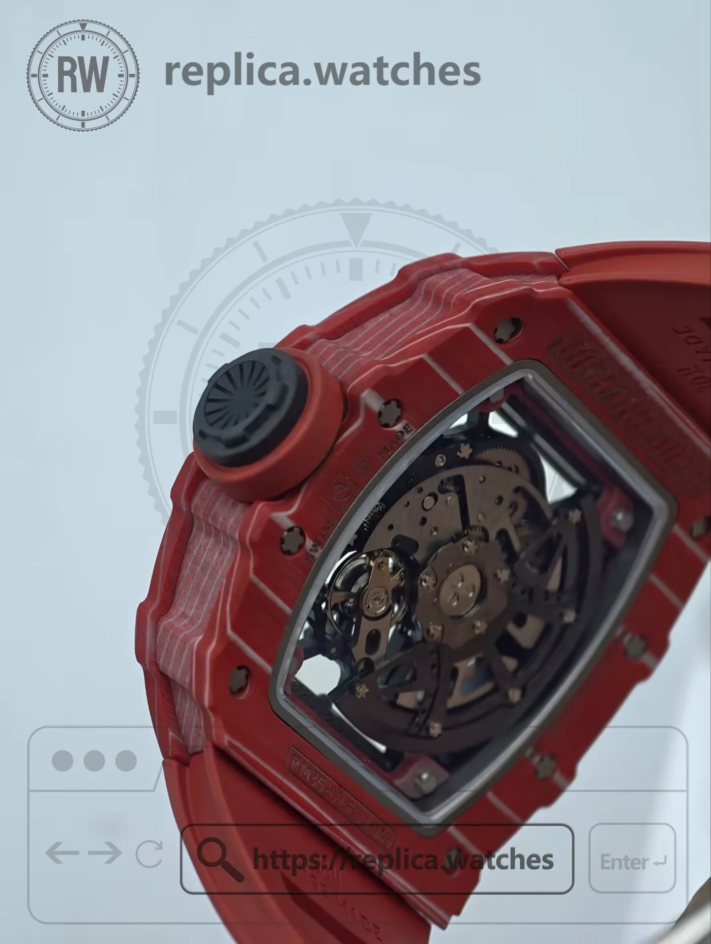Richard Mille RM 35-02 Nadal Automatic Red Quartz NTPT Carbon Fiber Super Clone Watch - Side View 1