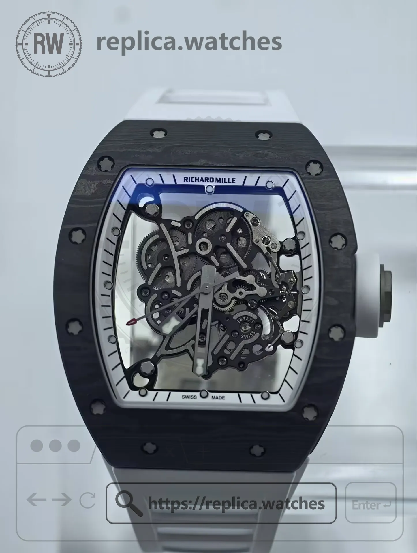 Richard Mille RM 055 Bubba Watson Super Clone NTPT Carbon Skeleton Dial Men's Watch - Front View