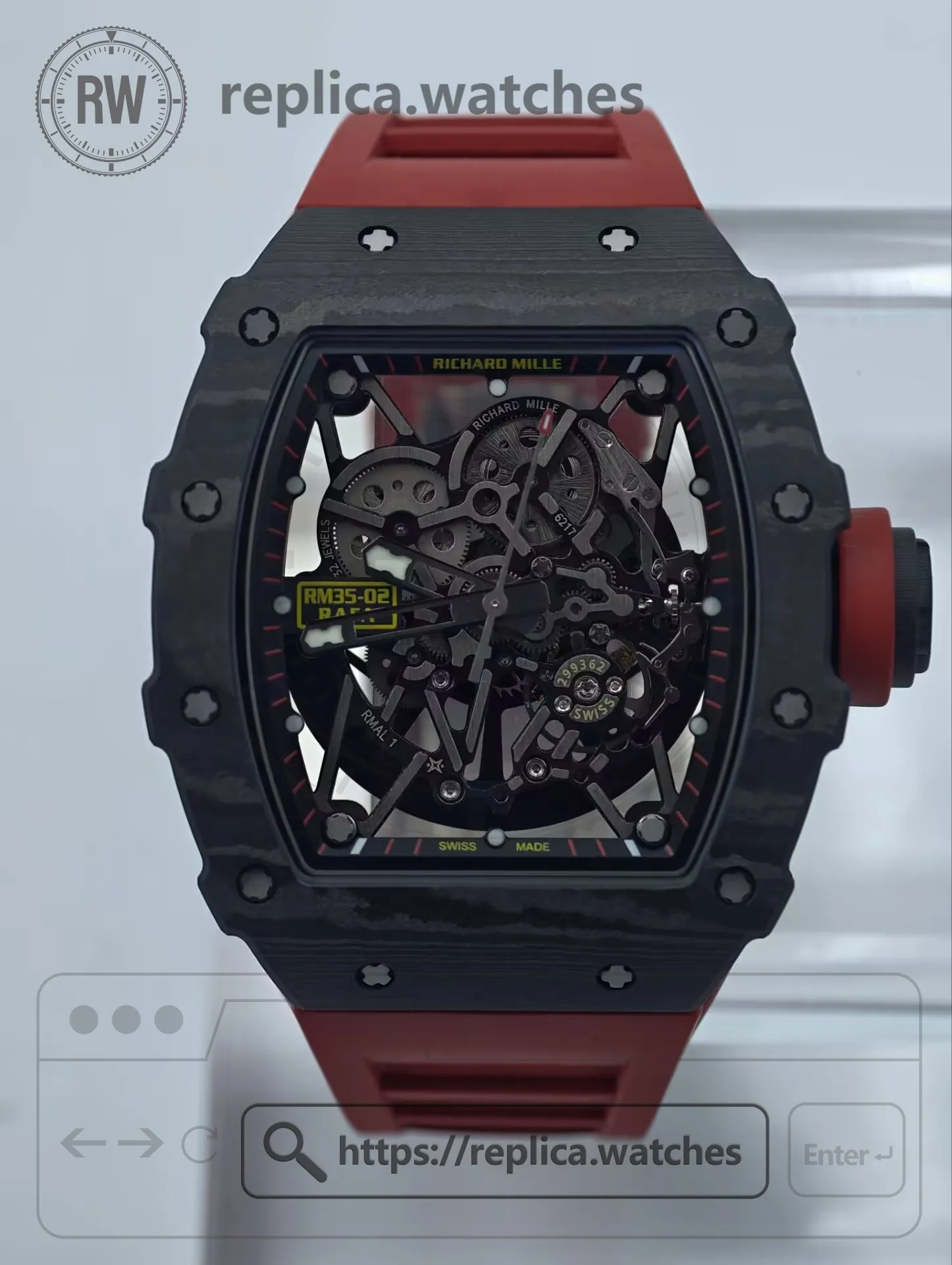 Richard Mille RM 35-02 Rafael Nadal Automatic Super Clone Black NTPT Carbon Case - Front View