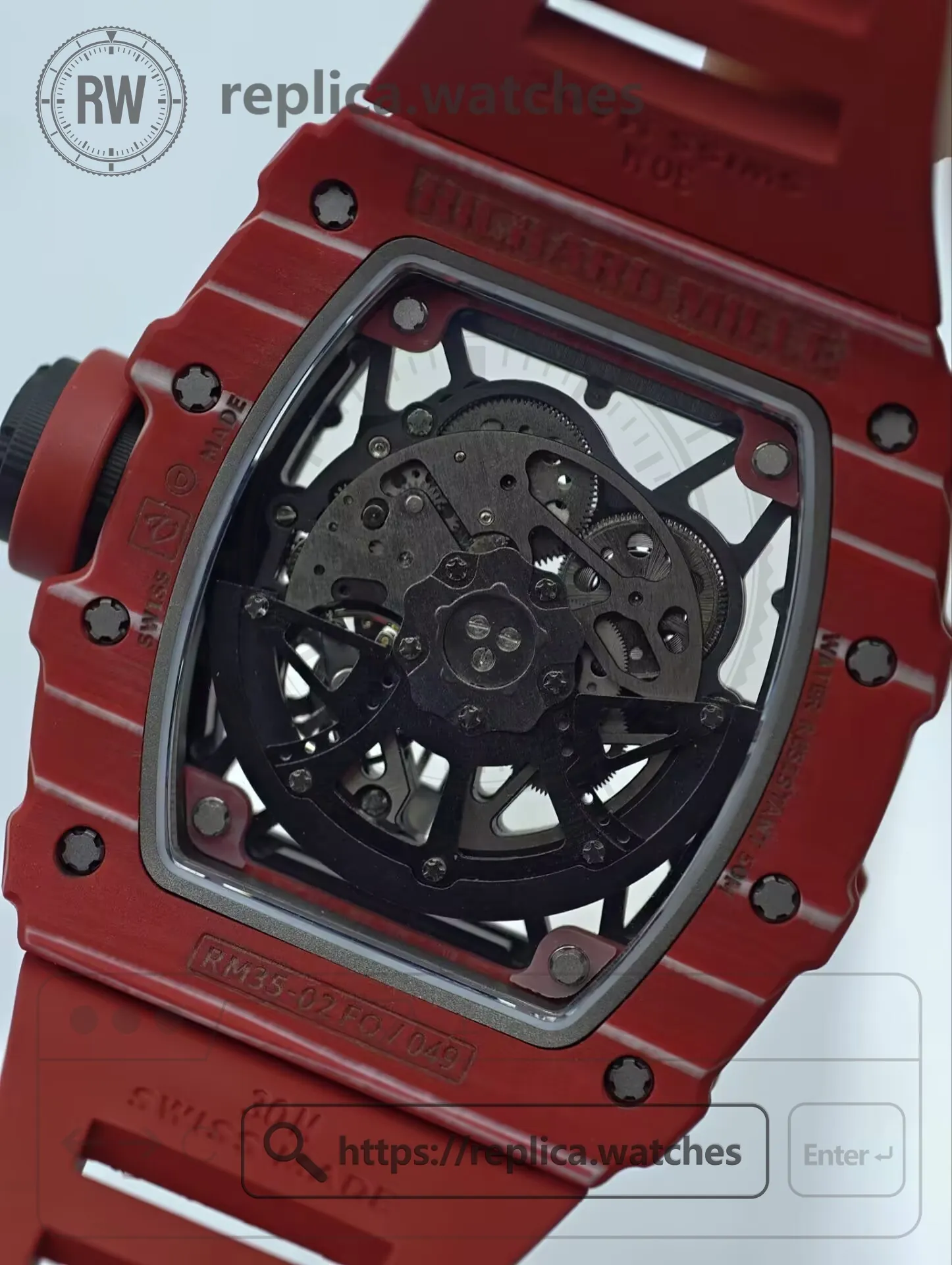 Richard Mille RM 35-02 Nadal Automatic Red Quartz NTPT Carbon Fiber Super Clone Watch - Back View