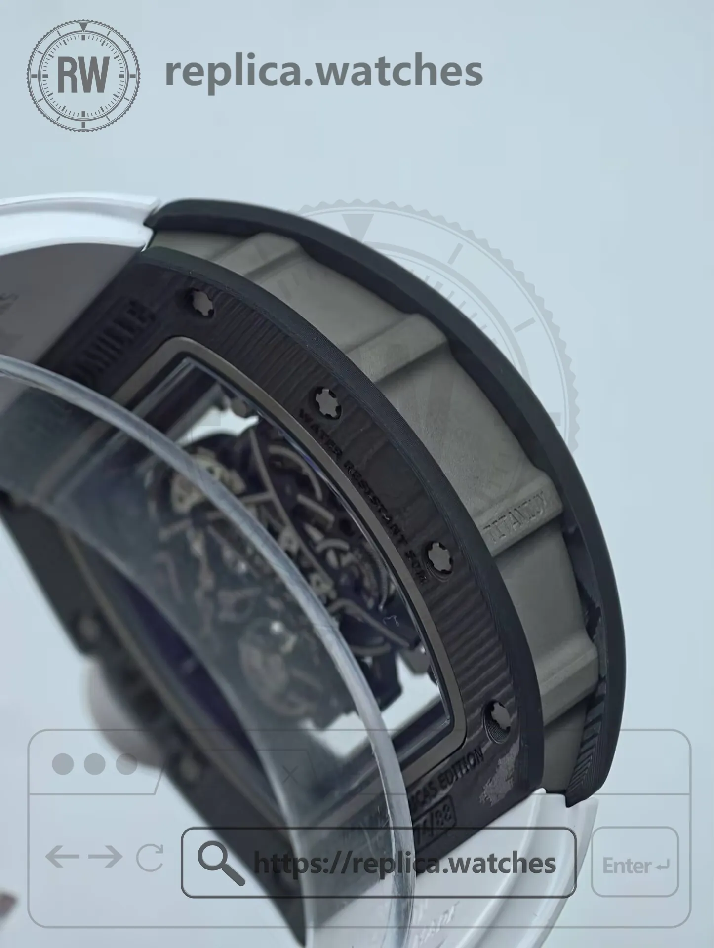 Richard Mille RM 055 Bubba Watson Super Clone NTPT Carbon Skeleton Dial Men's Watch - Side View 2