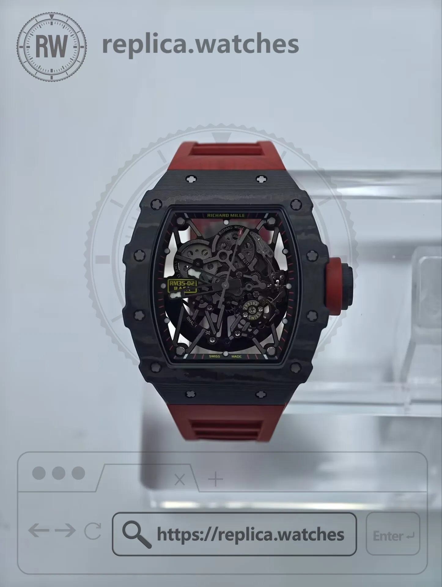 Richard Mille RM 35-02 Rafael Nadal Automatic Super Clone Black NTPT Carbon Case - Dial Detail 1