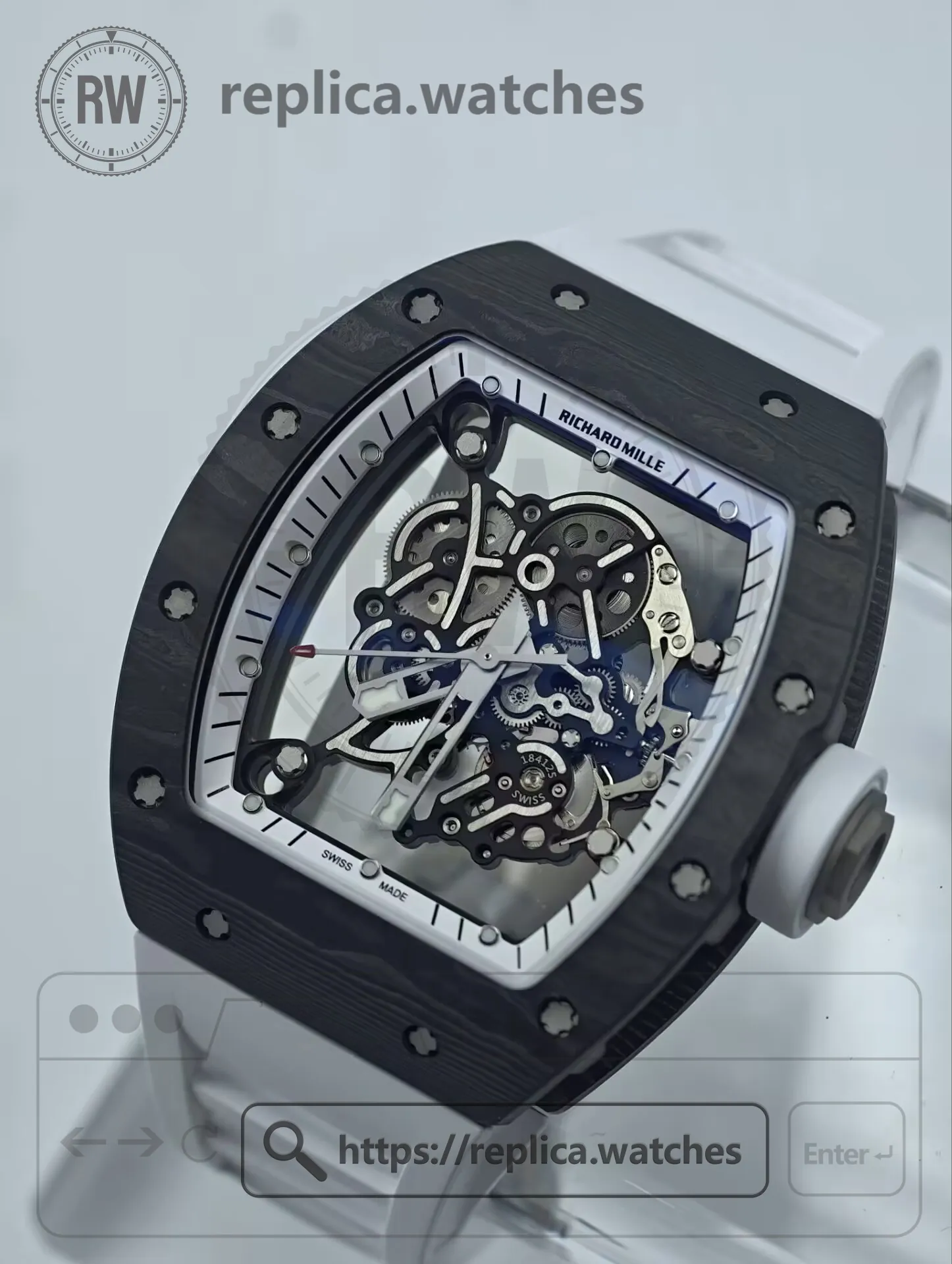 Richard Mille RM 055 Bubba Watson Super Clone NTPT Carbon Skeleton Dial Men's Watch - Dial Detail 2