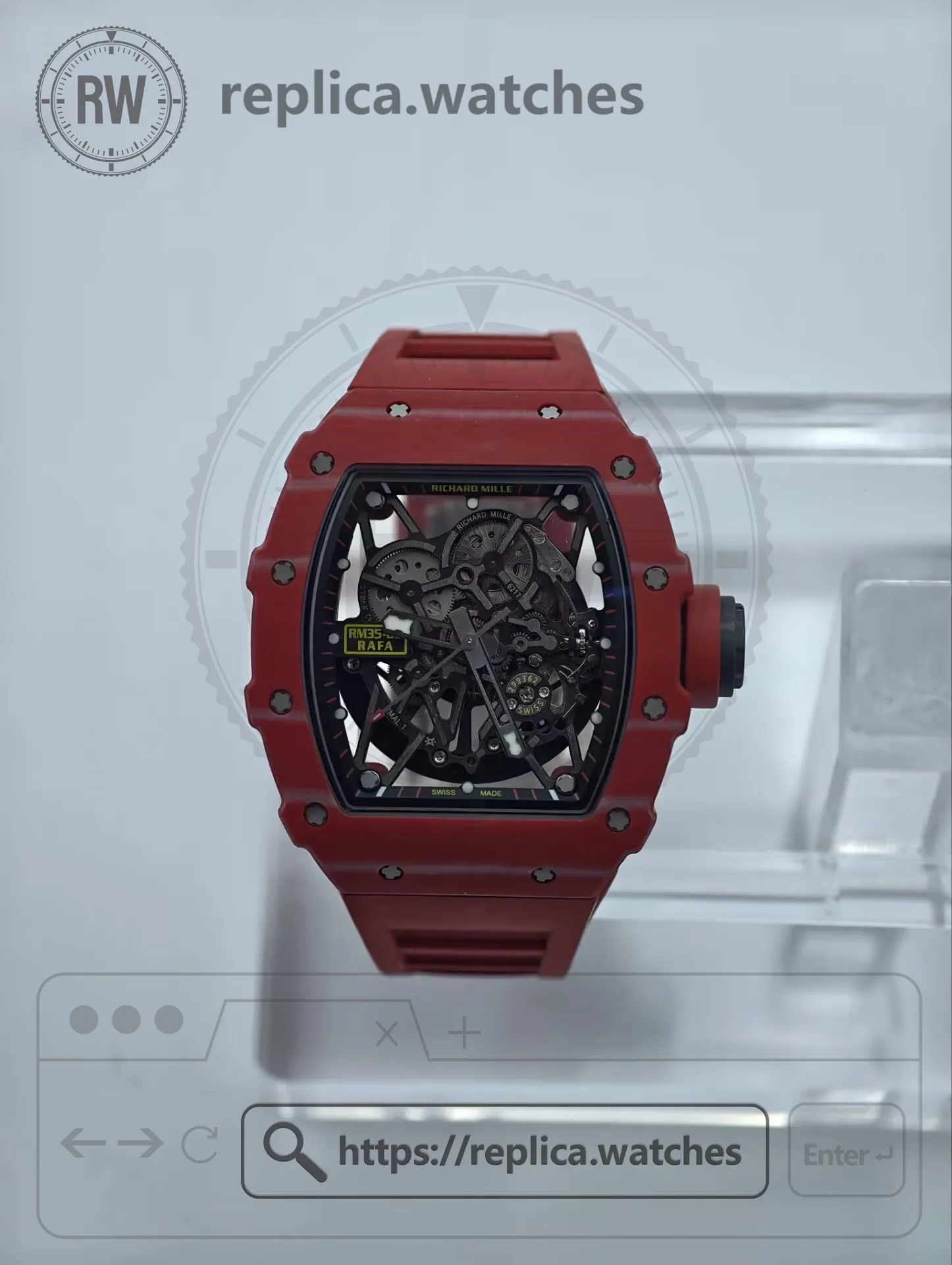 Richard Mille RM 35-02 Nadal Automatic Red Quartz NTPT Carbon Fiber Super Clone Watch - Front View