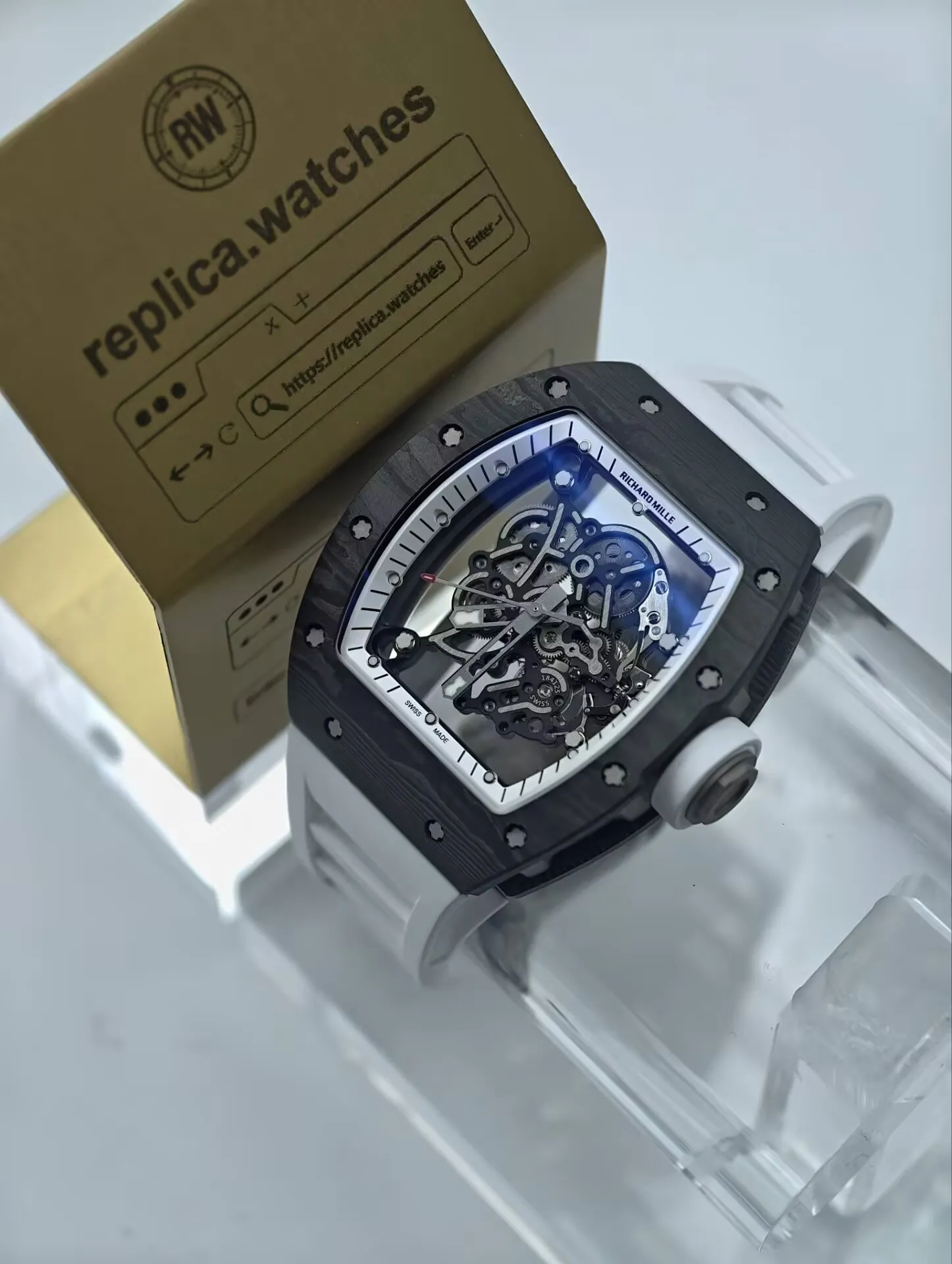 Richard Mille RM 055 Bubba Watson Super Clone NTPT Carbon Skeleton Dial Men's Watch - Main Image
