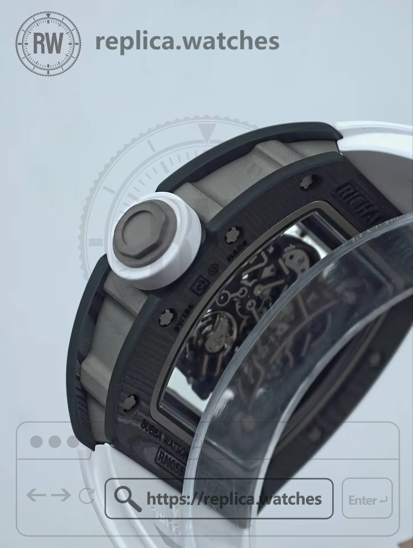 Richard Mille RM 055 Bubba Watson Super Clone NTPT Carbon Skeleton Dial Men's Watch - Side View 1