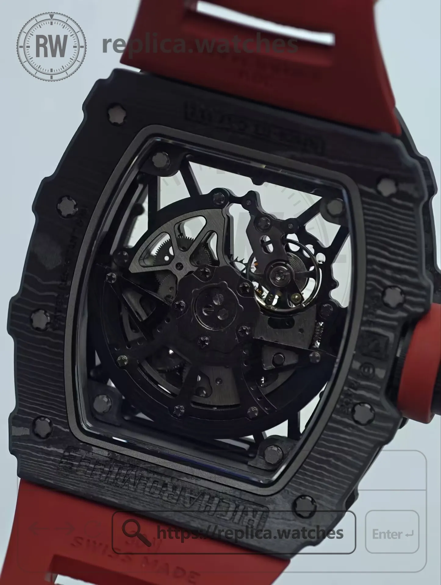 Richard Mille RM 35-02 Rafael Nadal Automatic Super Clone Black NTPT Carbon Case - Back View