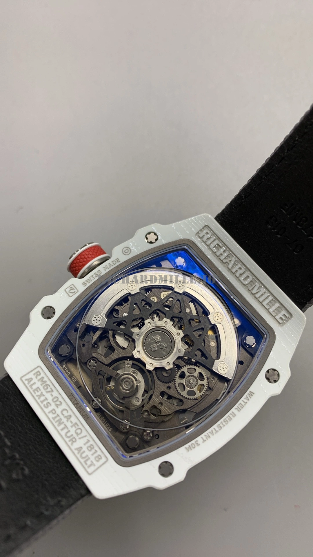 Super Clone Richard Mille RM 67-02 Alexis Pinturault Ultra Thin White Quartz Carbon TPT Skeleton Dial UMI - Back View