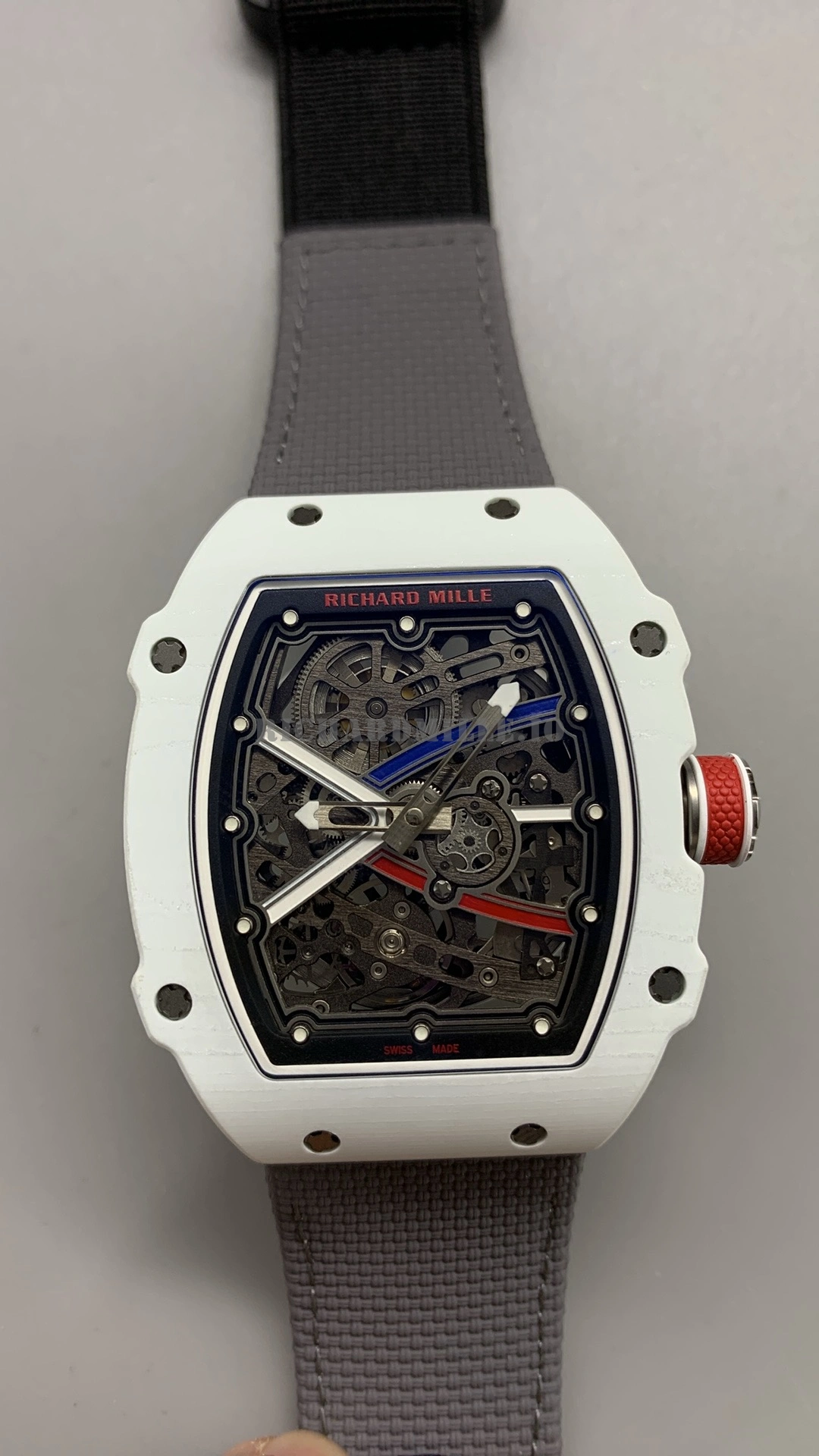 Super Clone Richard Mille RM 67-02 Alexis Pinturault Ultra Thin White Quartz Carbon TPT Skeleton Dial UMI - Front View