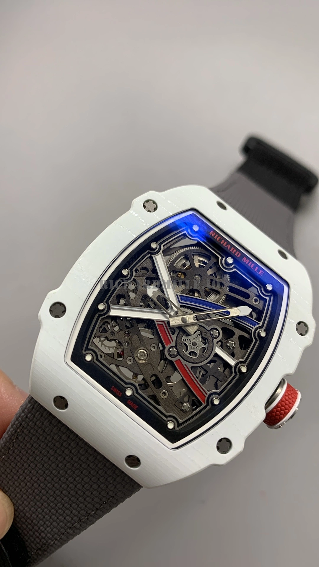 Super Clone Richard Mille RM 67-02 Alexis Pinturault Ultra Thin White Quartz Carbon TPT Skeleton Dial UMI - Dial Detail 2