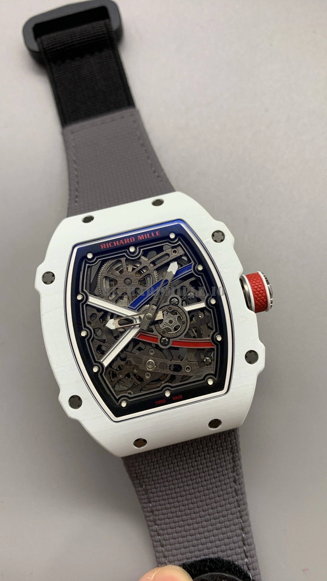 Super Clone Richard Mille RM 67-02 Alexis Pinturault Ultra Thin White Quartz Carbon TPT Skeleton Dial UMI - Dial Detail 1