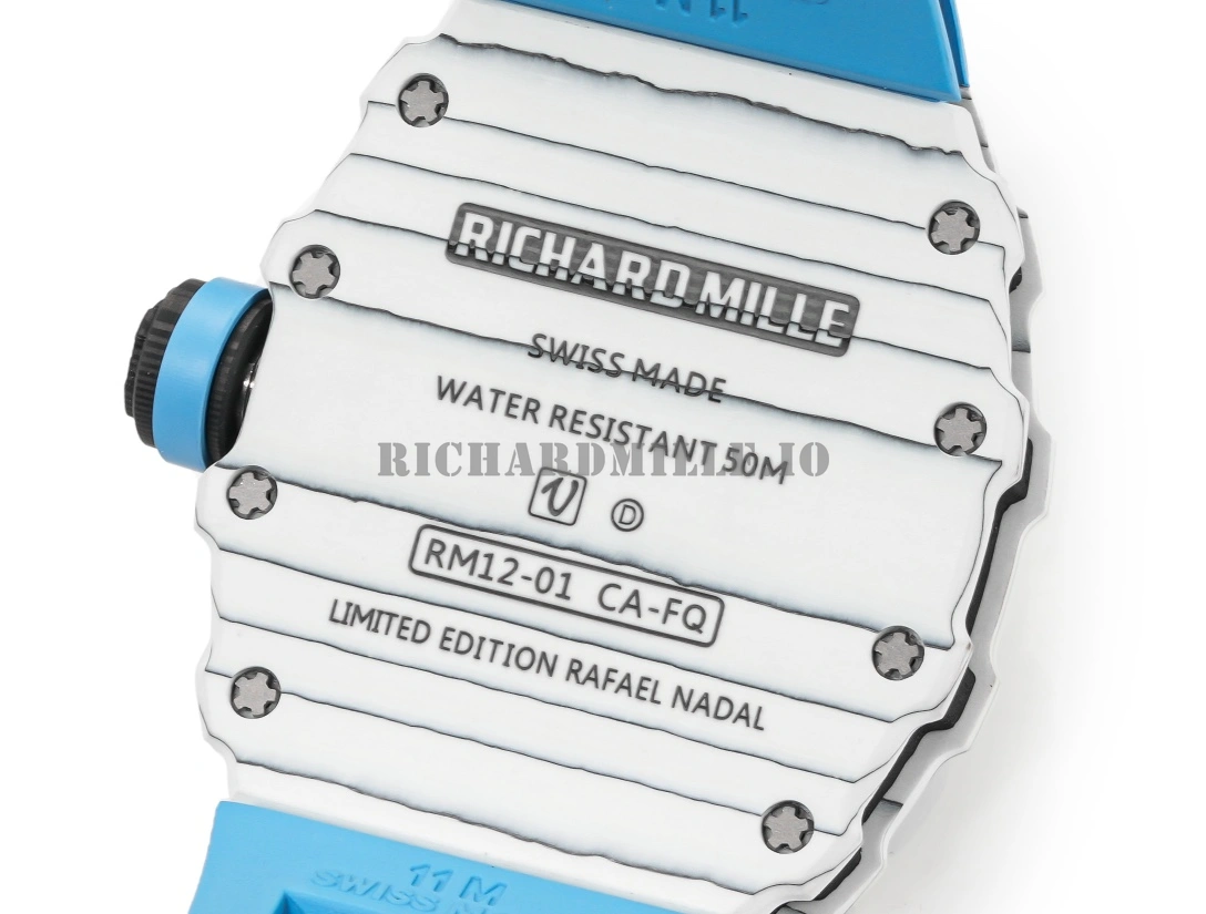 Richard Mille RM 12-01 Tourbillon Replica Carbon Fiber Skeleton Dial Mechanical Watch - Back View
