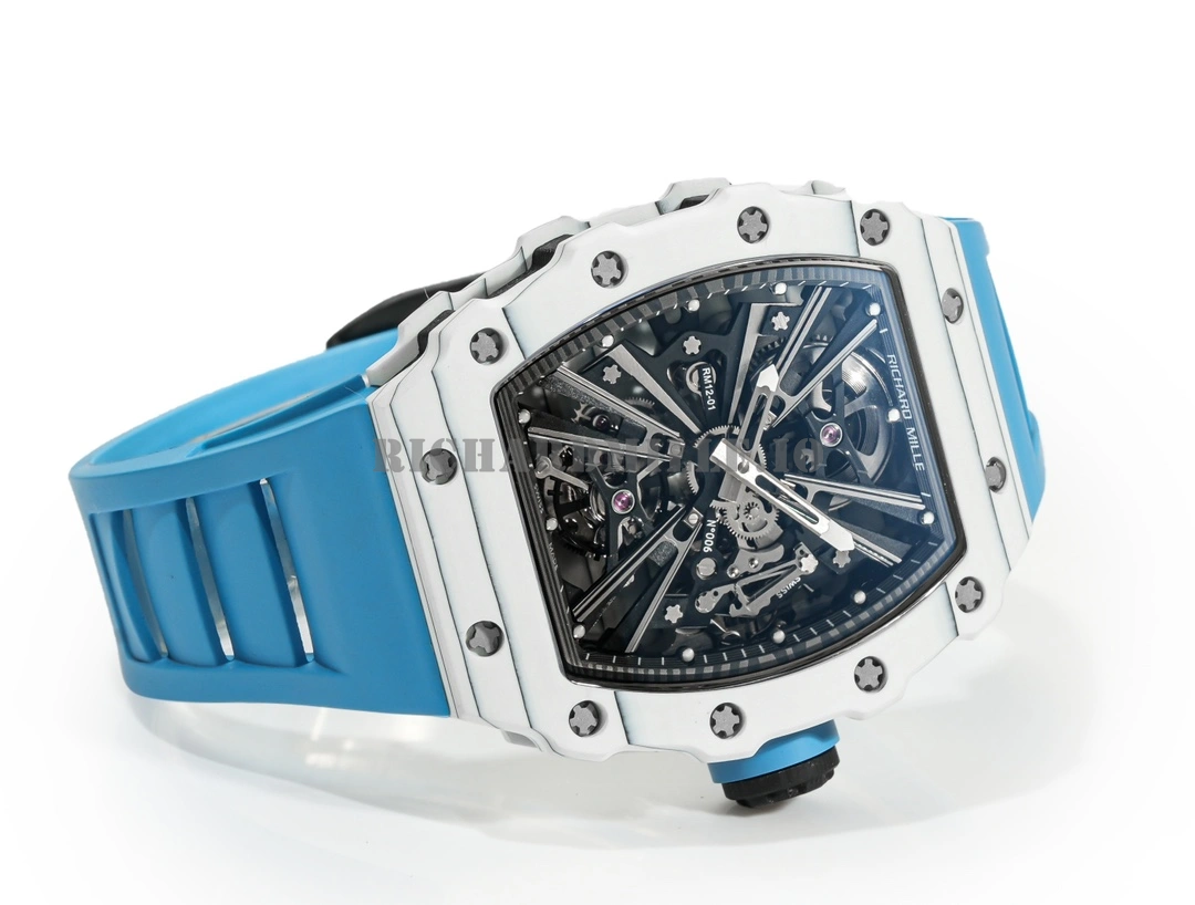 Richard Mille RM 12-01 Tourbillon Replica Carbon Fiber Skeleton Dial Mechanical Watch - Left Side
