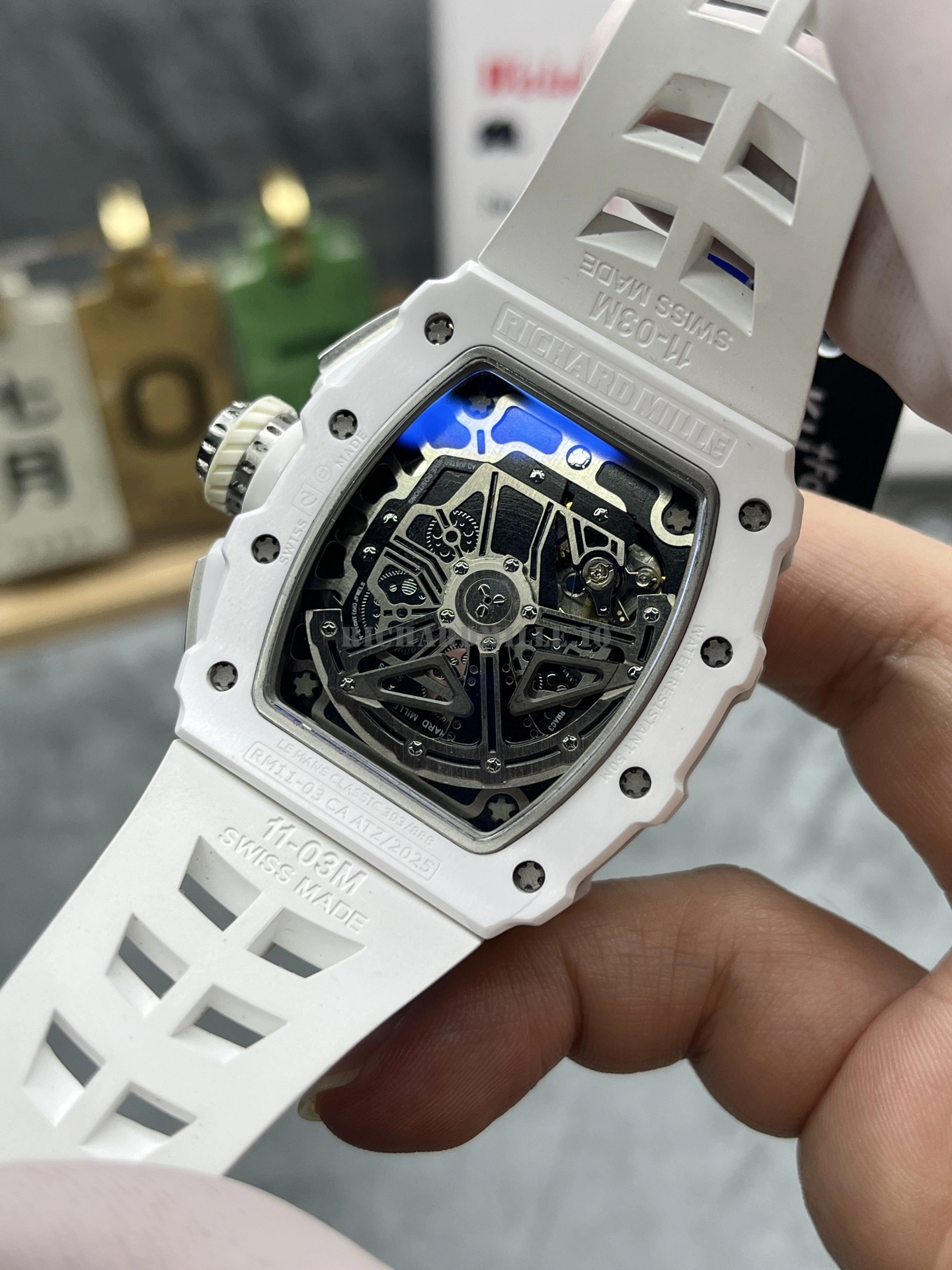 Richard Mille RM 11-03 White Ceramic Super Clone Automatic Chronograph Watch - Back View