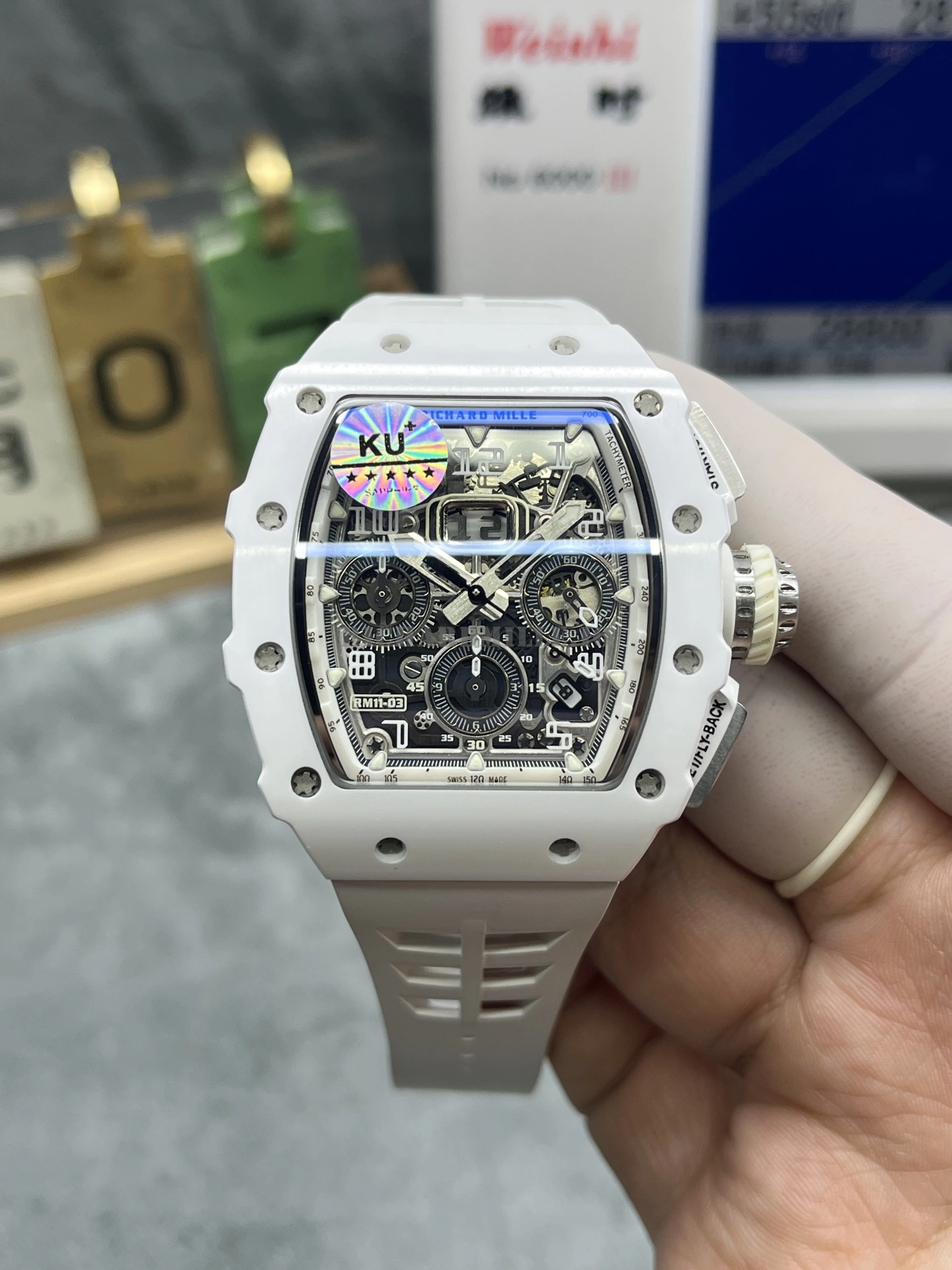 Richard Mille RM 11-03 White Ceramic Super Clone Automatic Chronograph Watch - Dial Detail 2