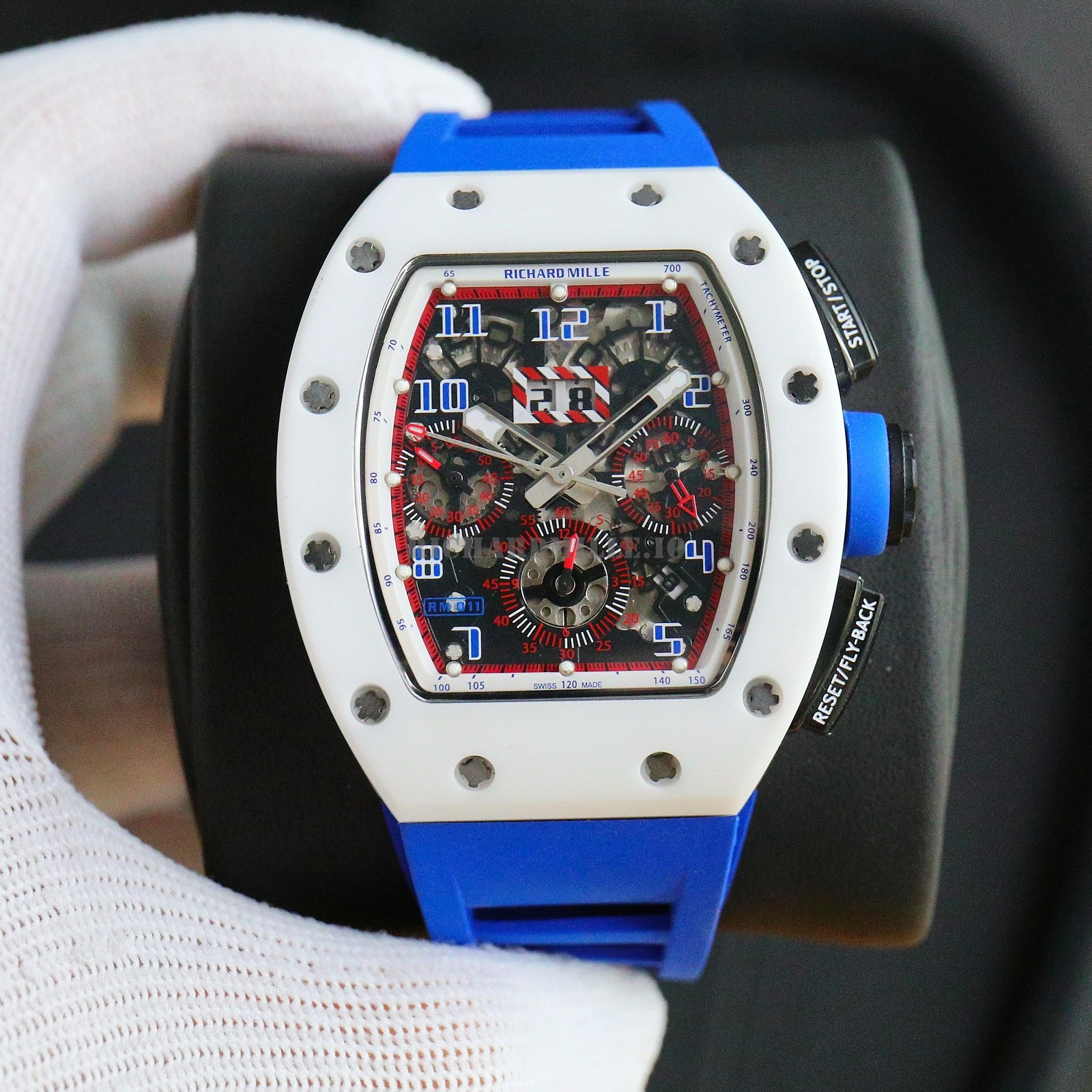 Richard Mille RM 011 White Ceramic Flyback Chronograph Super Clone Watch - Dial Detail 1
