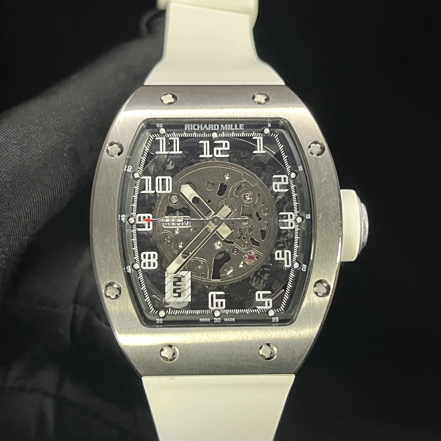 Replica Richard Mille RM 010 Skeleton Dial with White Rubber Strap Automatic Movement - Dial Detail 1