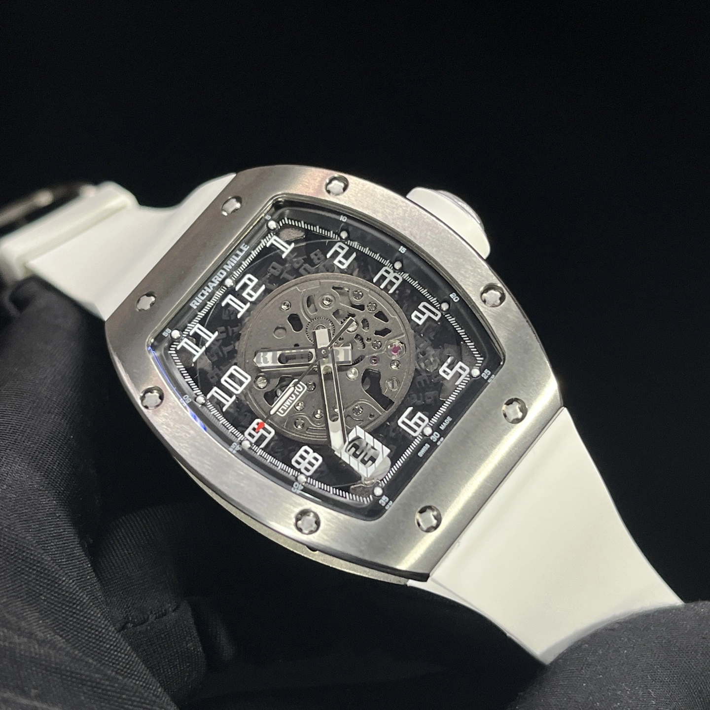 Replica Richard Mille RM 010 Skeleton Dial with White Rubber Strap Automatic Movement - Dial Detail 3