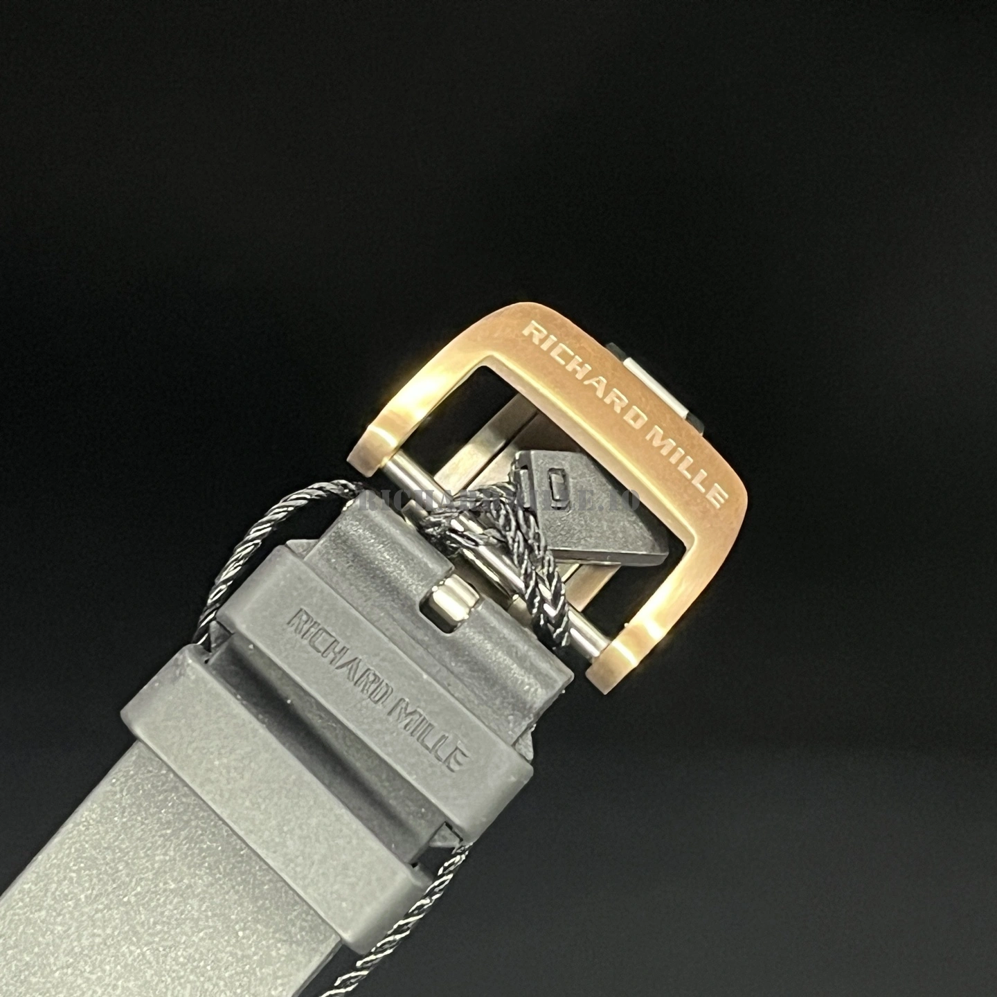 Richard Mille RM 010 Rose Gold Skeleton Dial Black Rubber Strap Replica Watch - Buckle
