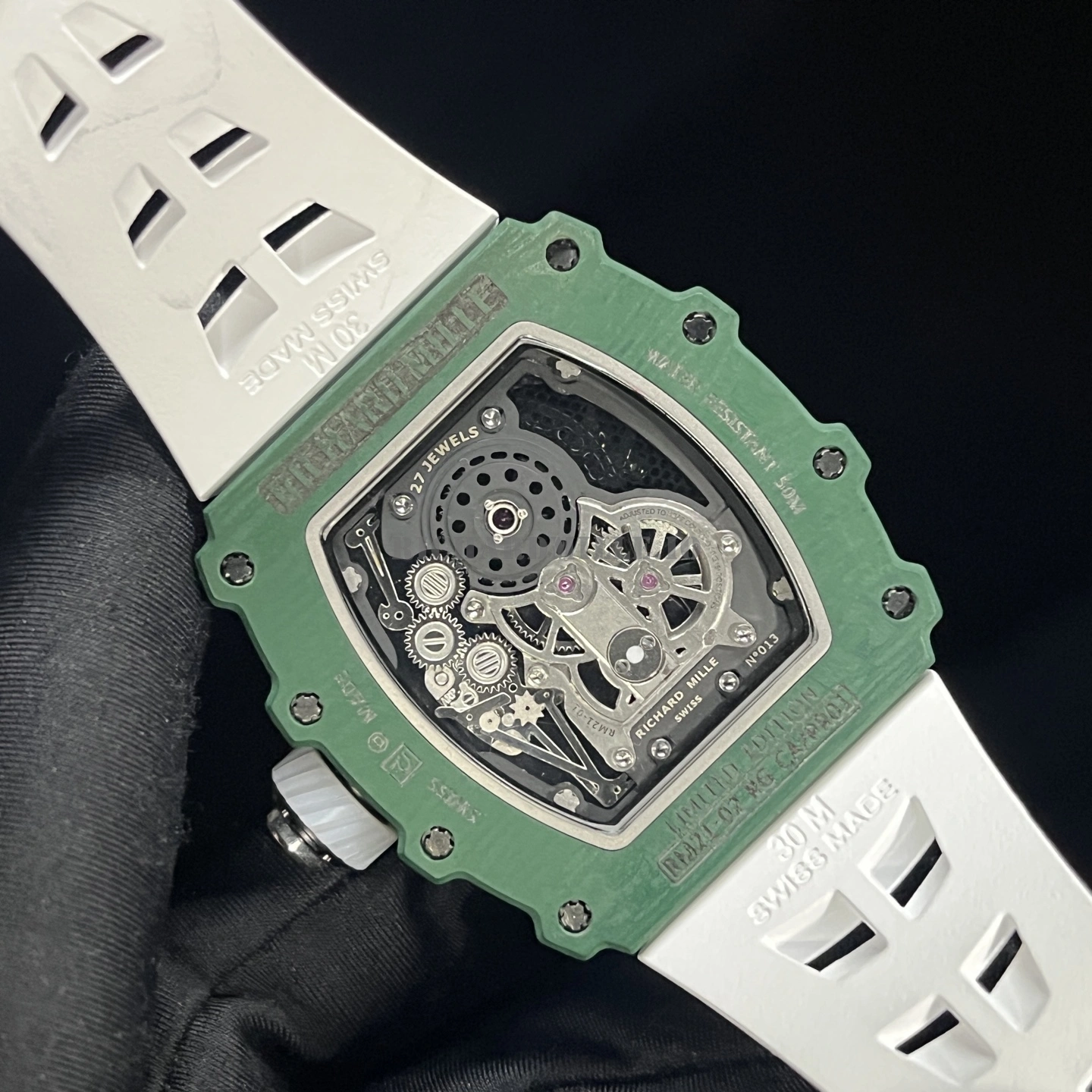 Richard Mille RM 21-02 Tourbillon Aerodyne Green Carbon AAAAA Replica - Back View
