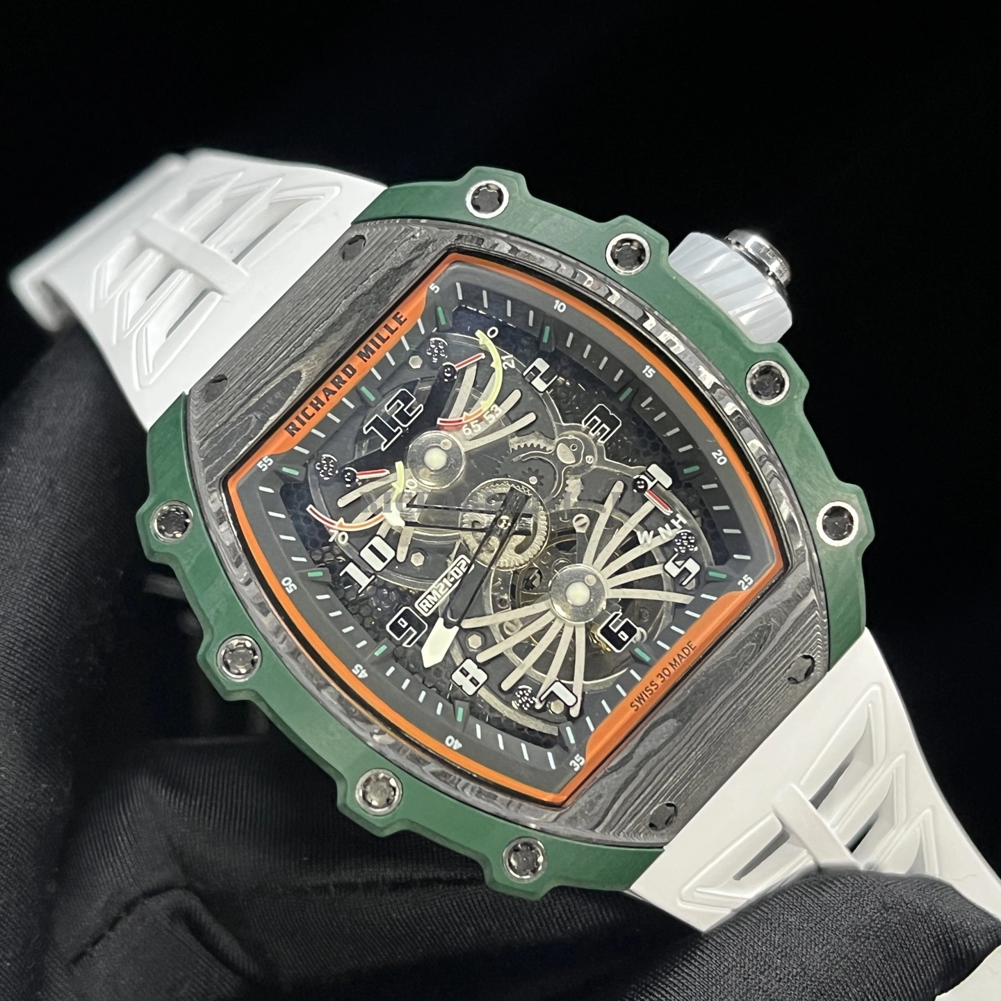 Richard Mille RM 21-02 Tourbillon Aerodyne Green Carbon AAAAA Replica - Dial Detail 3
