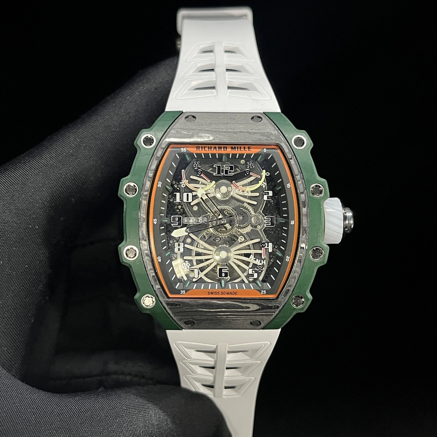 Richard Mille RM 21-02 Tourbillon Aerodyne Green Carbon AAAAA Replica - Dial Detail 1

