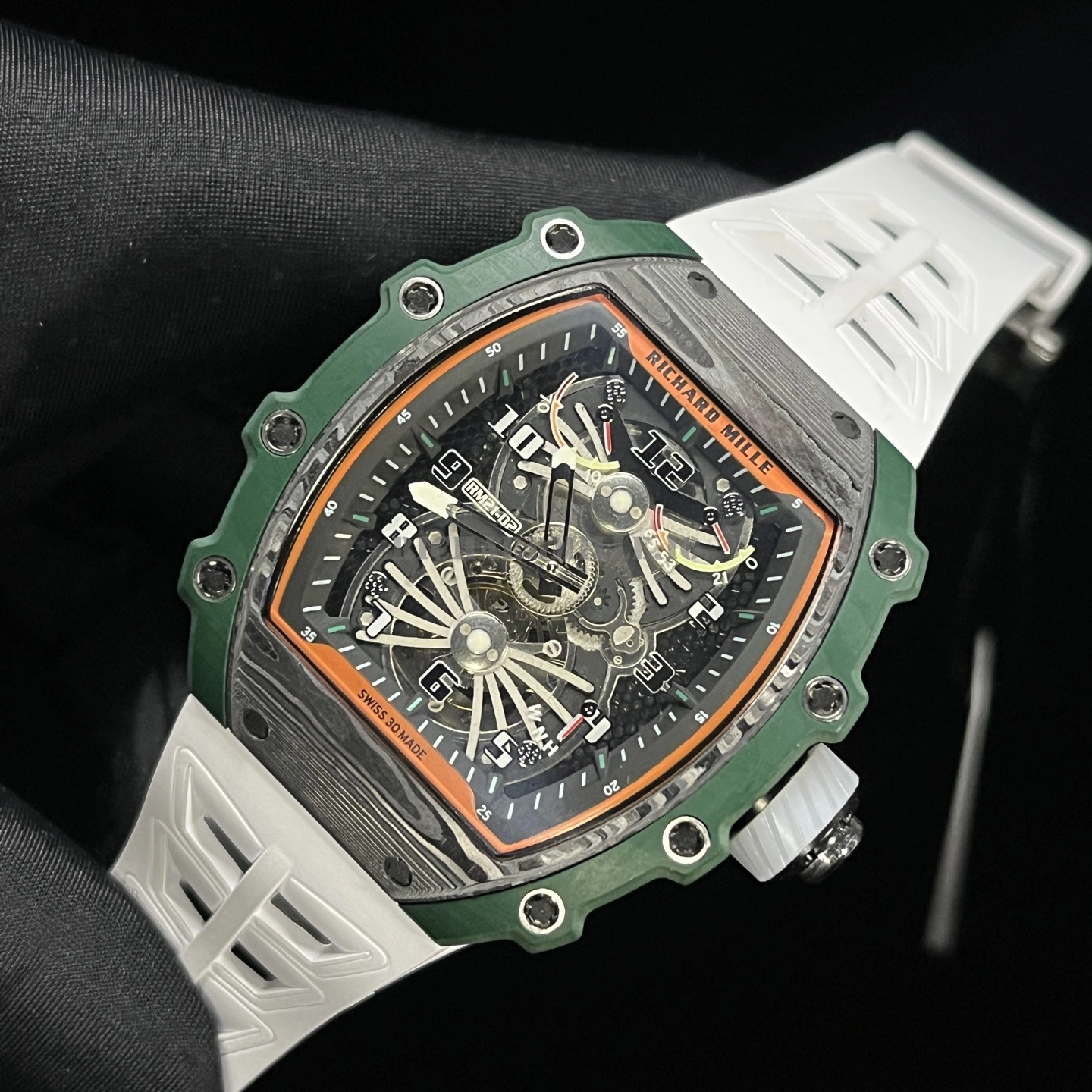 Richard Mille RM 21-02 Tourbillon Aerodyne Green Carbon AAAAA Replica - Dial Detail 2
