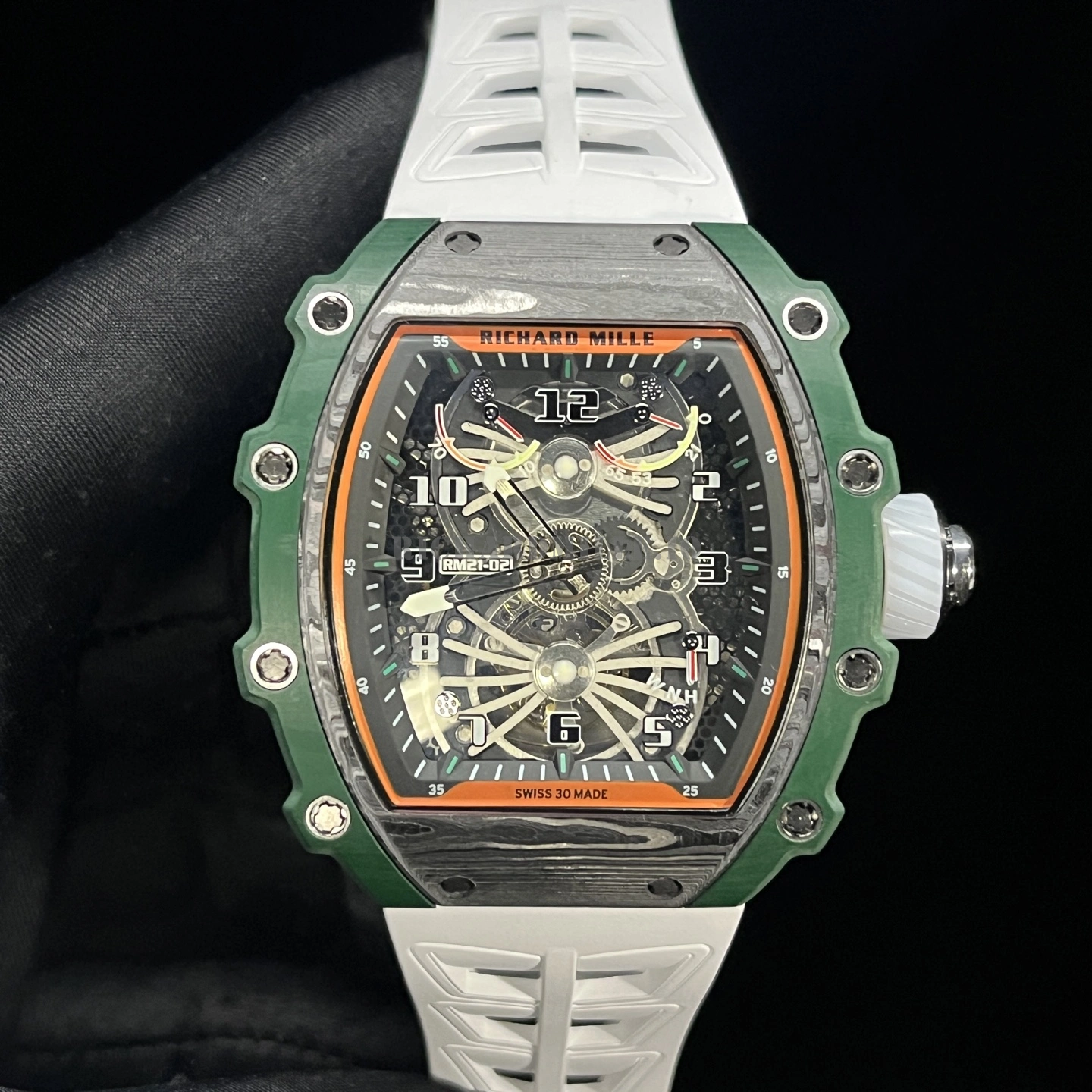 Richard Mille RM 21-02 Tourbillon Aerodyne Green Carbon AAAAA Replica - Front View
