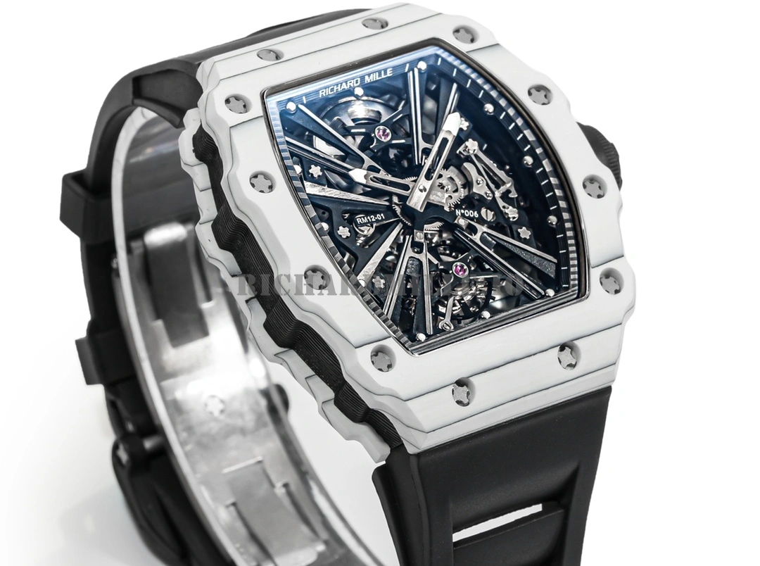 Richard Mille RM 12-01 Tourbillon Skeleton Carbon Case Super Clone Men's Watch - Left Side
