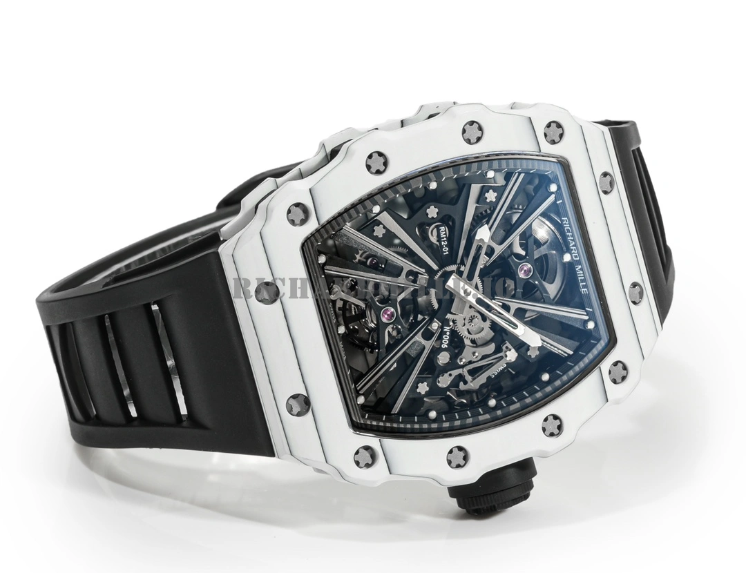 Richard Mille RM 12-01 Tourbillon Skeleton Carbon Case Super Clone Men's Watch - Side View 1
