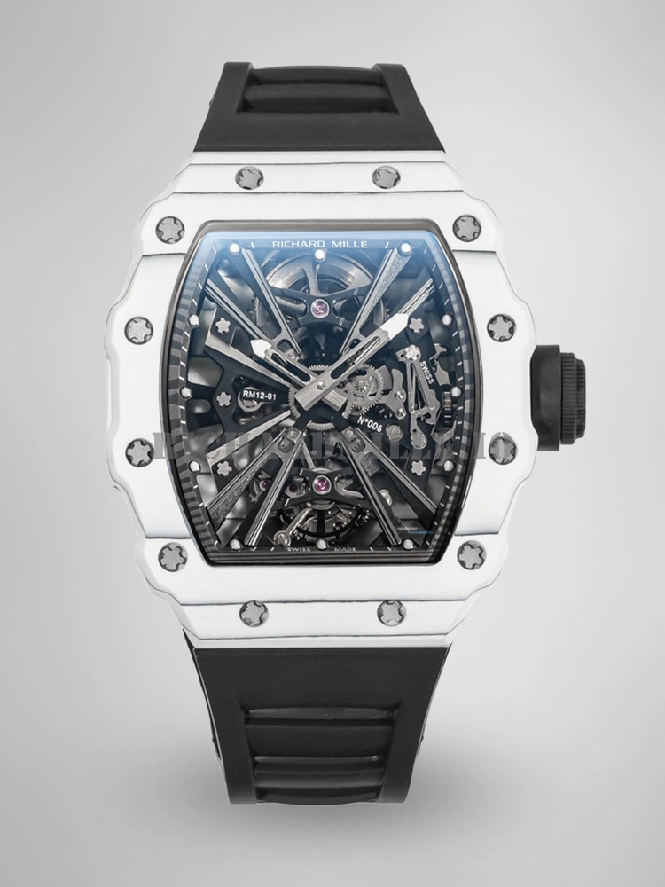 Richard Mille RM 12-01 Tourbillon Skeleton Carbon Case Super Clone Men's Watch - Main Image
