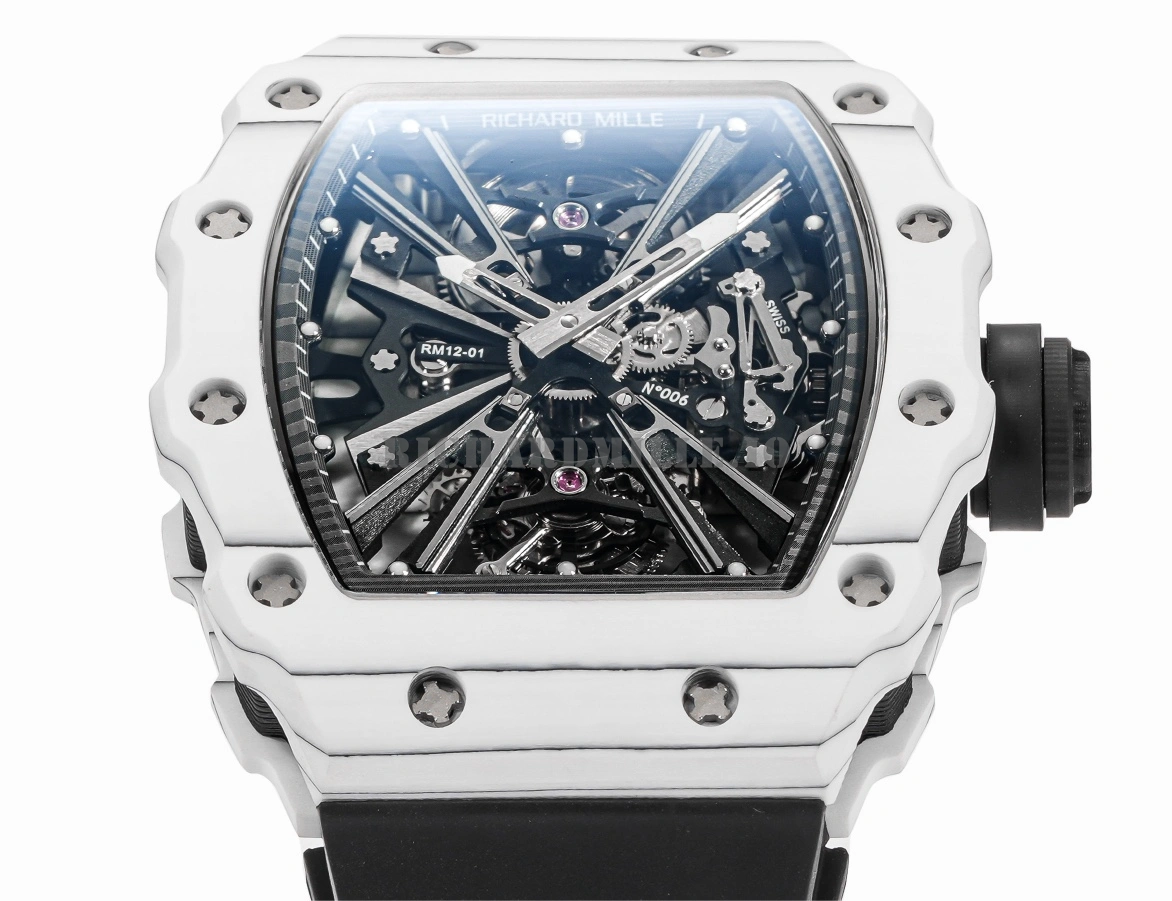 Richard Mille RM 12-01 Tourbillon Skeleton Carbon Case Super Clone Men's Watch - Dial Detail 2